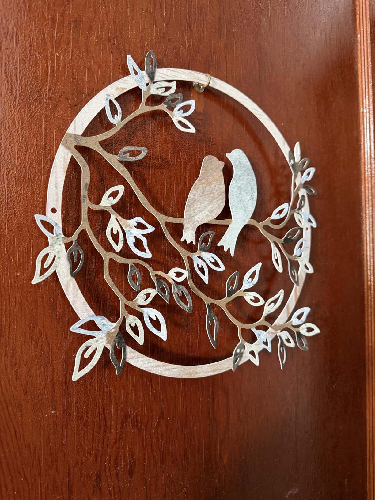 Ferraycle Metal Wall Art Bird Branches Hanging Ornament, Fresh Color customer photo 2