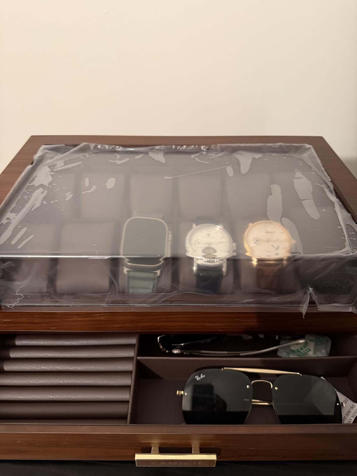 KAMIER High End Watch Box for Men, 12 Slot Wooden Watch Case With Drawer customer photo 1
