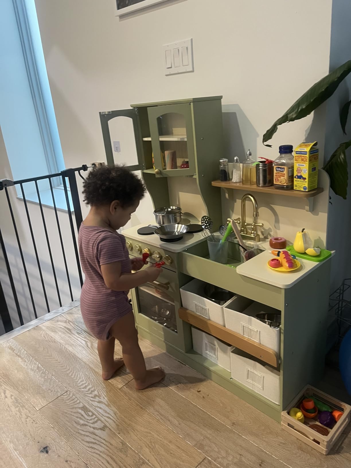 Tiny Land Wooden Play Kitchen for Kids with Toy Storage for Pretend Play | Built-In Cabinets, Felt Bins & Cookware Accessories Make Cleanup Easy While Encouraging Organizational Skills customer photo 1