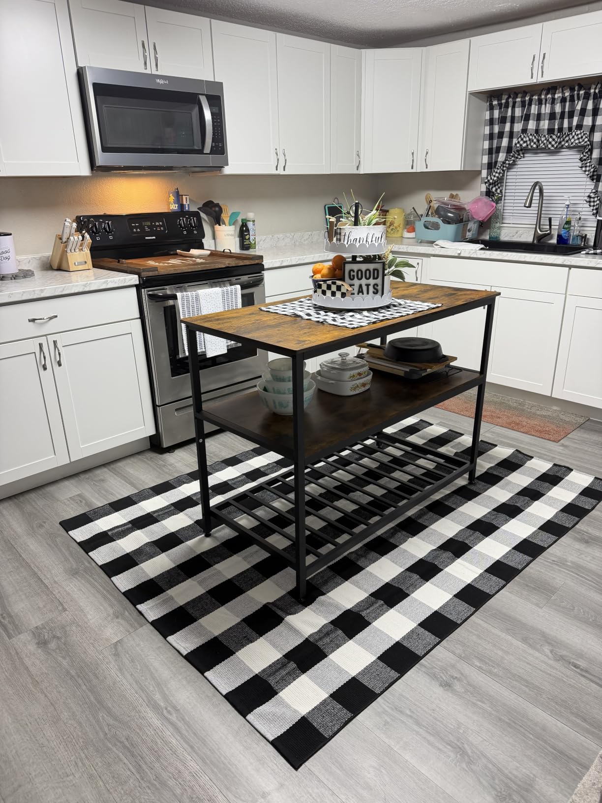 VASAGLE Kitchen Island with 3 Shelves, Storage Cabinet, Steel Structure customer photo 2