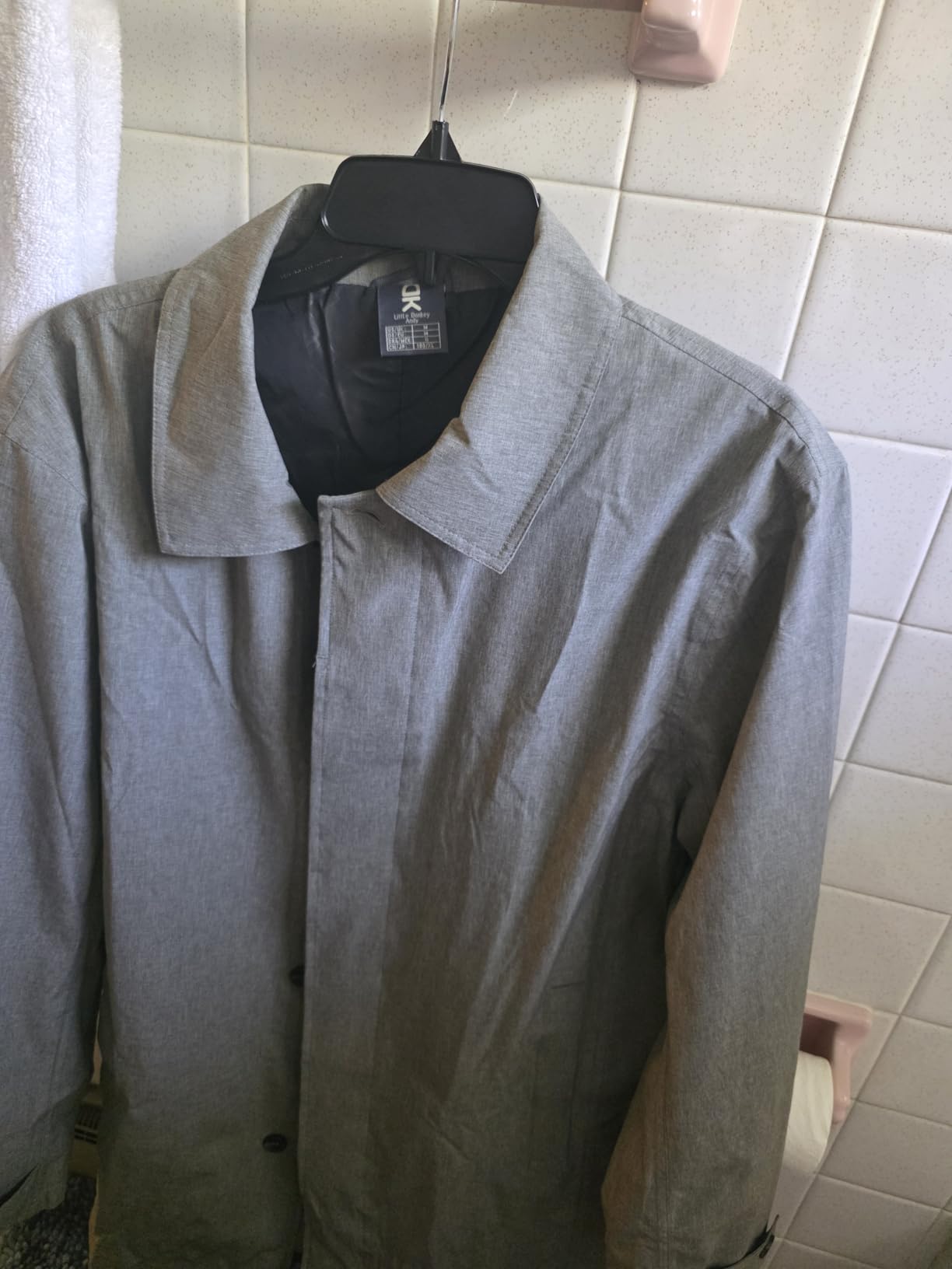 Little Donkey Andy Men's Waterproof Mid-Length Trench Coat, Lightweight Long Rain Coat, Single Breasted Overcoat customer photo 2
