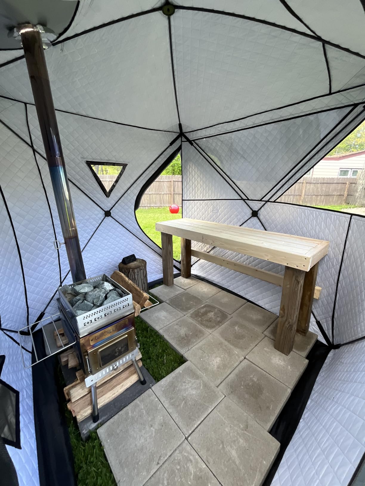 WILLOWYBE Outdoor Sauna Tent Pro - 4-Person, All-Weather, Insulated, Solid, Panoramic View, Easy Setup customer photo 1