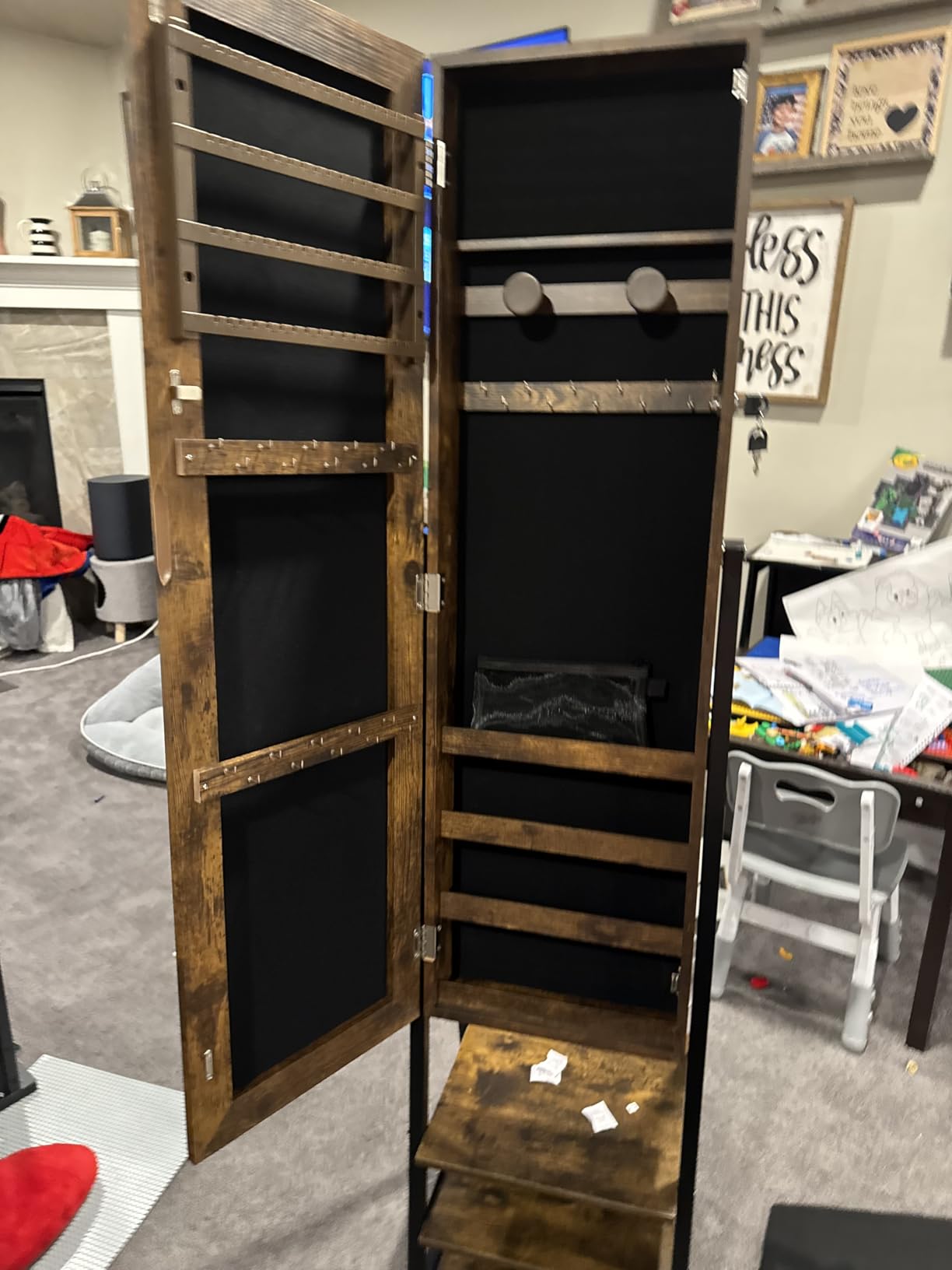 Nicetree Mirror Jewelry Cabinet, Lockable Full Length Mirror, 2 Drawers | Standing Jewelry Armoire with Mirror, Mirror with Jewelry Storage, Adjustable Angles, Easy Assembly, Gift Idea, Rustic Brown customer photo 1