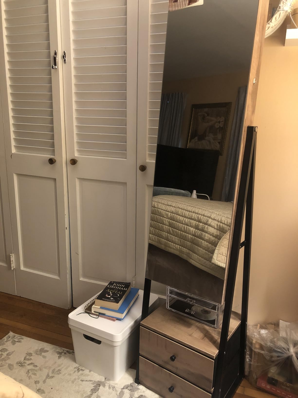 Nicetree Mirror Jewelry Cabinet, Lockable Full Length Mirror, 2 Drawers | Standing Jewelry Armoire with Mirror, Mirror with Jewelry Storage, Adjustable Angles, Easy Assembly, Gift Idea, Rustic Brown customer photo 1