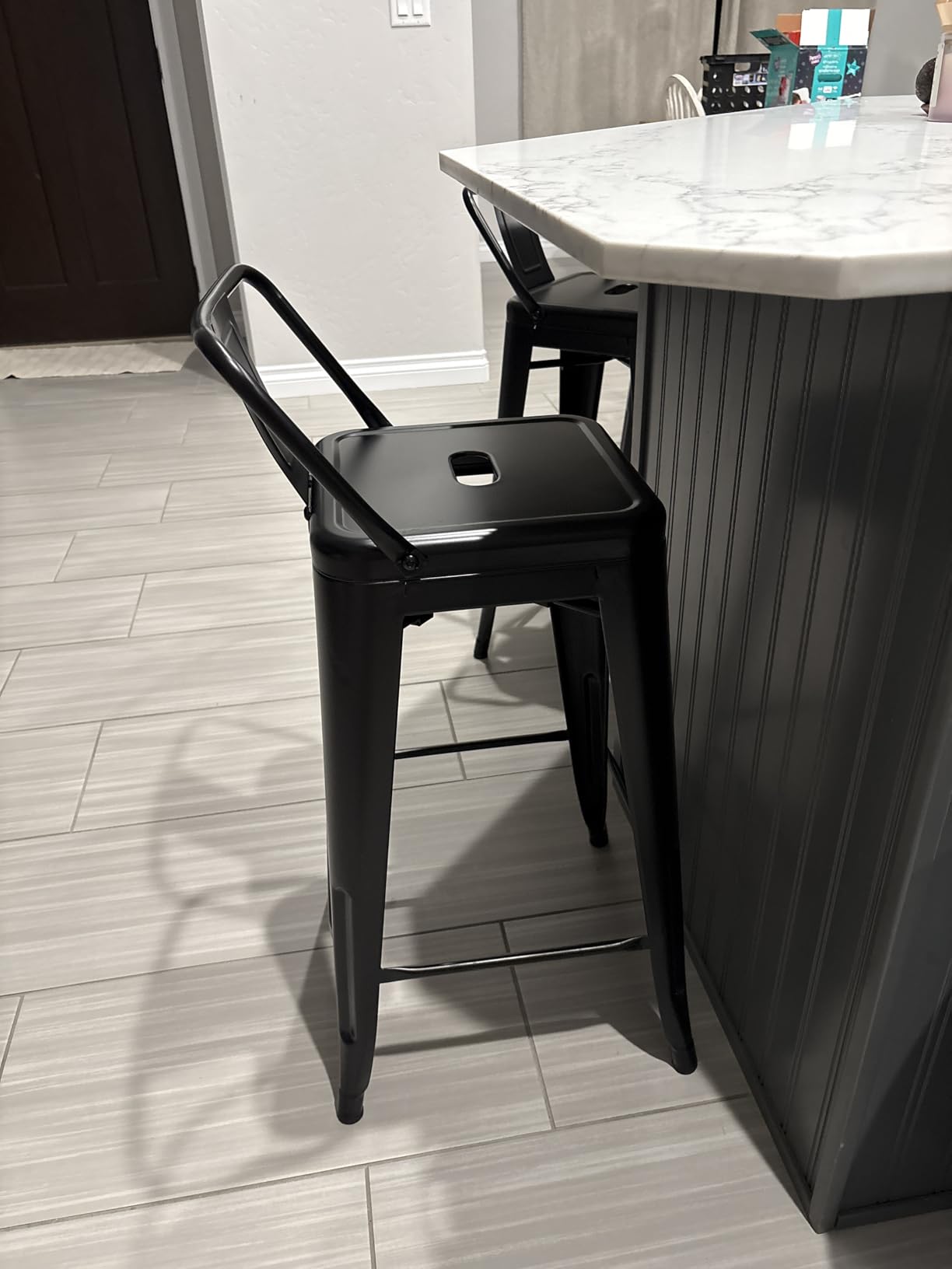 Yaheetech 30 Inch Metal Bar Stools Set of 4 Bar Chairs with Low Back, Black customer photo 1