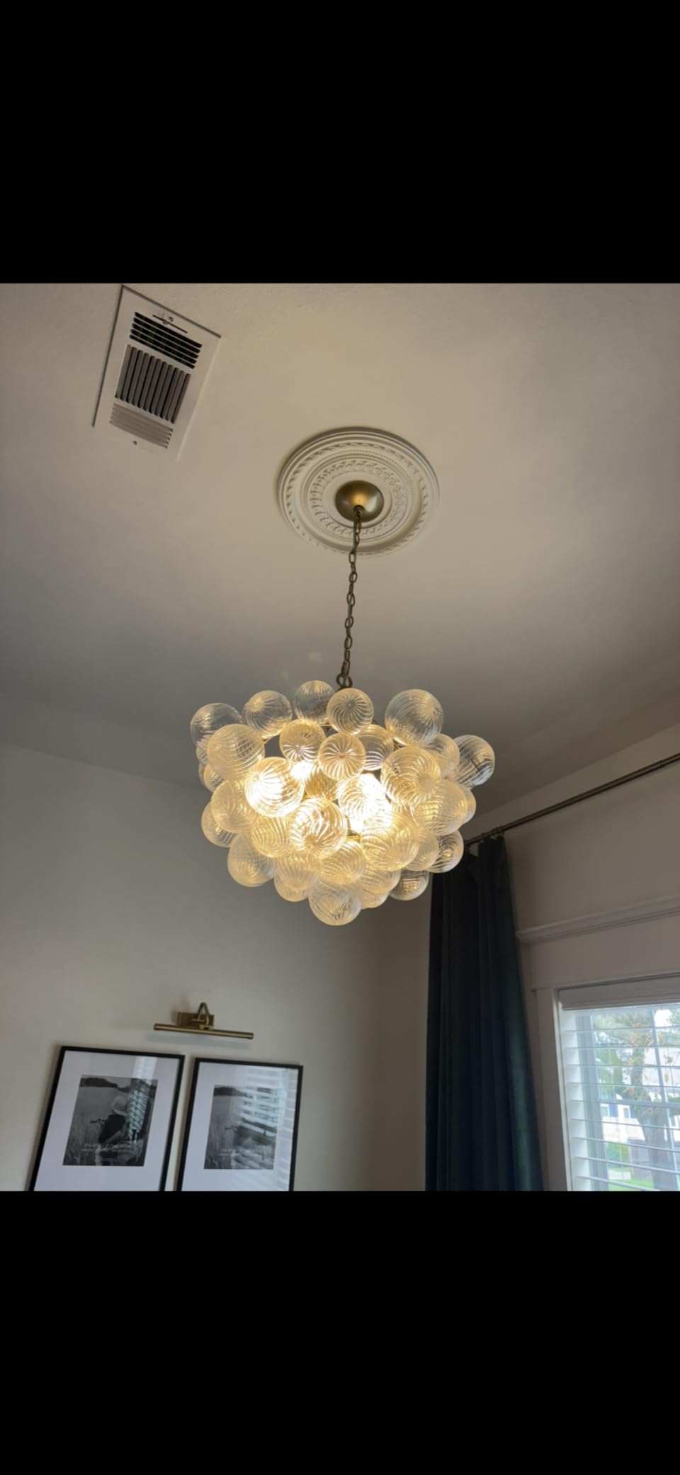 Nordic Bubble Ball Swirled Glass Chandelier, 20 Inches, Gild Gold & Clear customer photo 1
