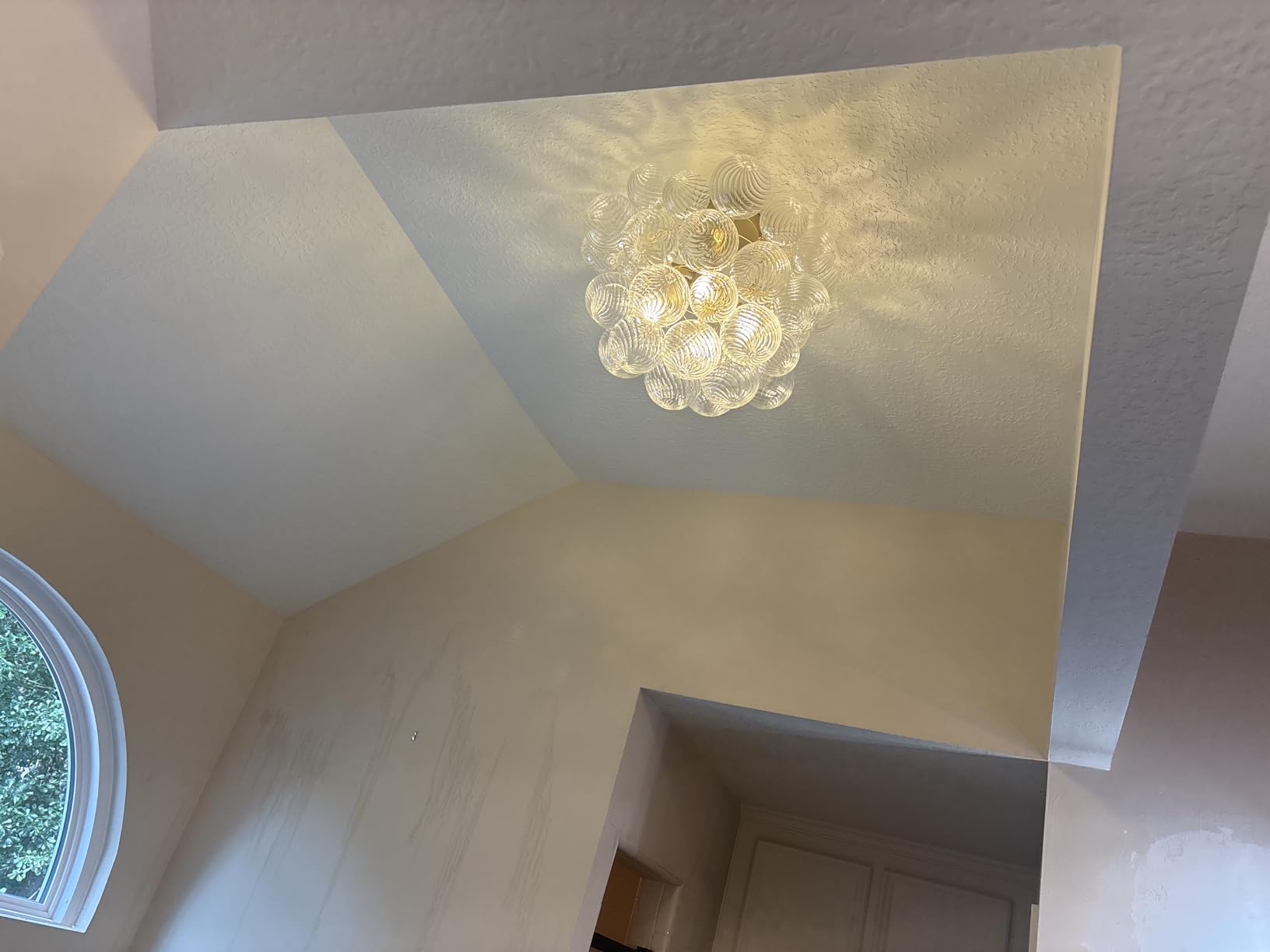 Nordic Bubble Ball Swirled Glass Chandelier, 20 Inches, Gild Gold & Clear customer photo 2