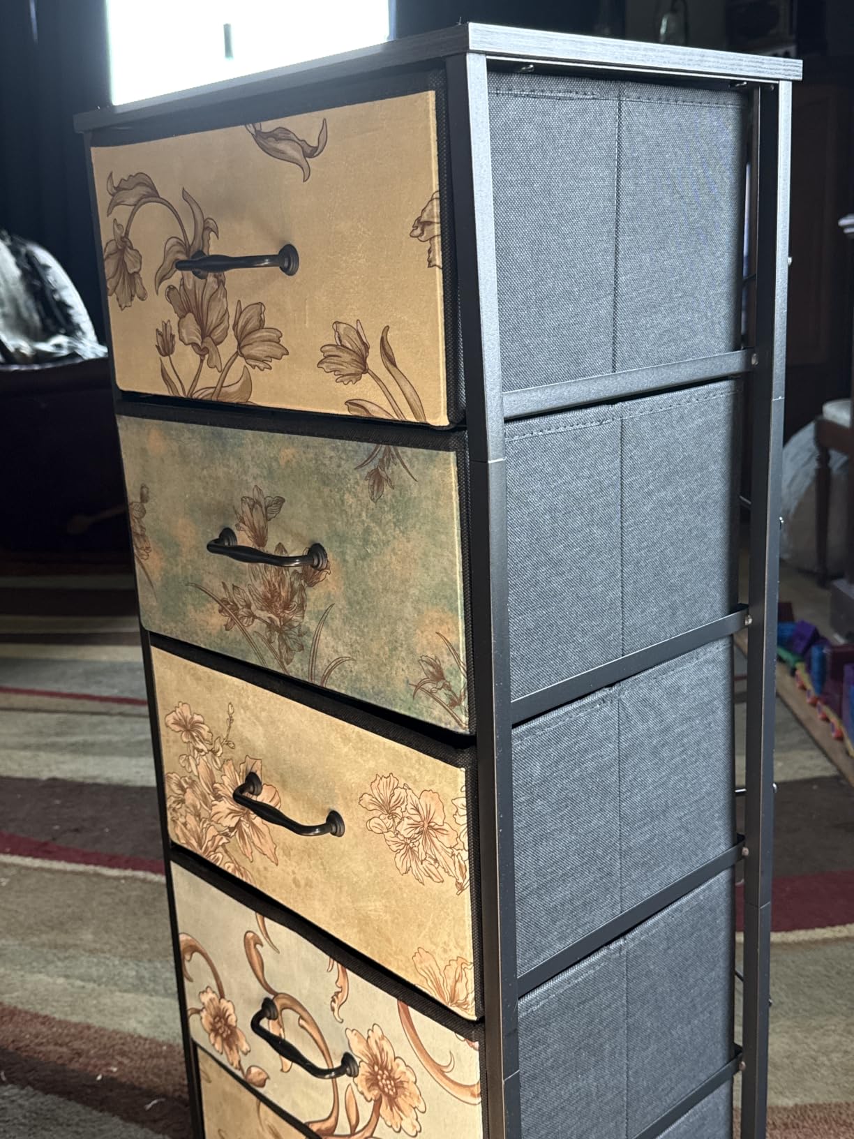 Furnulem 5 Drawer Dresser for Bedroom, Vintage Tall Skinny Storage Dressers customer photo 2