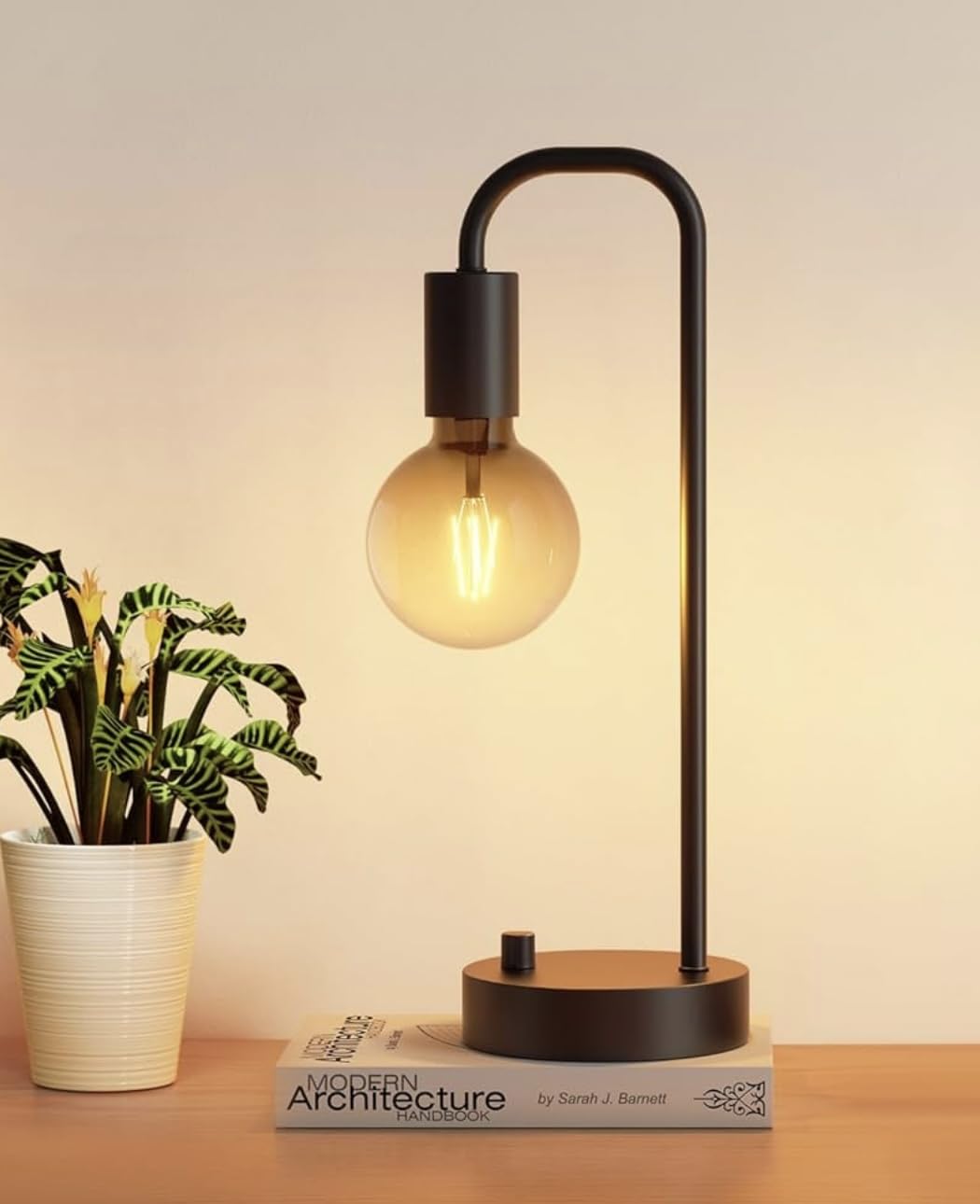 ONEWISH Industrial Table Lamp for Bedroom, Fully Dimmable Modern Bedside Lamps with 2700K Warm Light Bulb for Kids Reading, Minimalist Nightstand Lamps for Living Room, Office (Bulb Included) customer photo 1