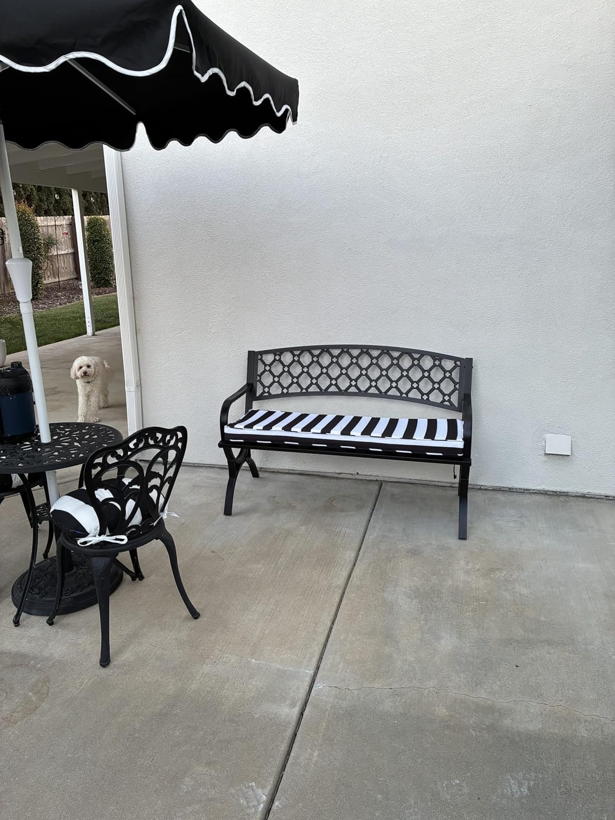 Outdoor Bench Garden Bench, Weatherproof Anti-Rust Heavy-Duty Outside Benches Clearance, Wrought Iron Metal Bench for Front Porch, Patio, Park customer photo 2