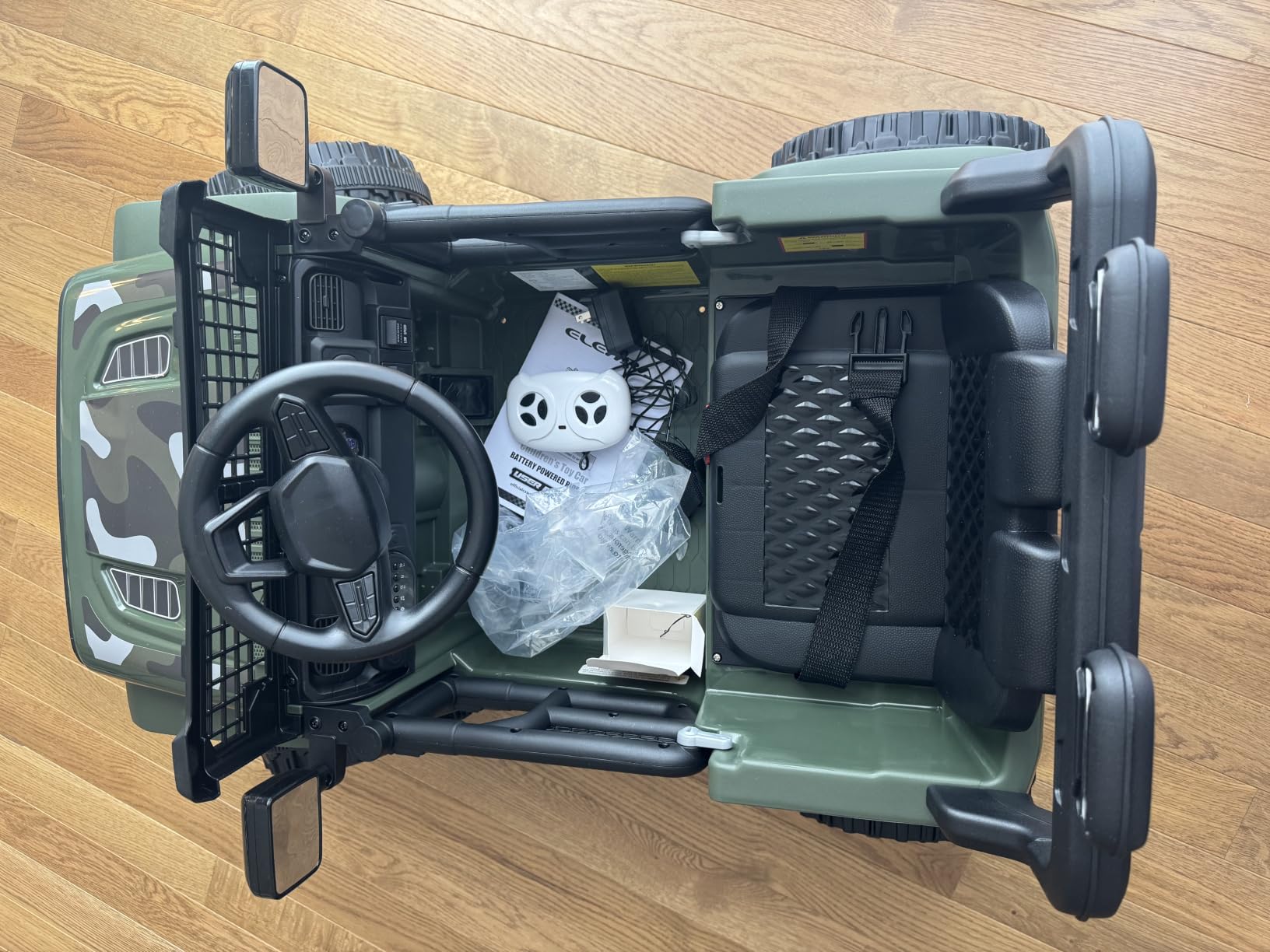 ELEMARA Ride On Car, Bluetooth Ride on Toys for Toddlers, 12V Kids Battery Powered Vehicles w/Remote, 3.5 mph Motorized Off-Road Truck, Electric Car for Kids w/3 Speeds,LED Lights- Olive customer photo 2