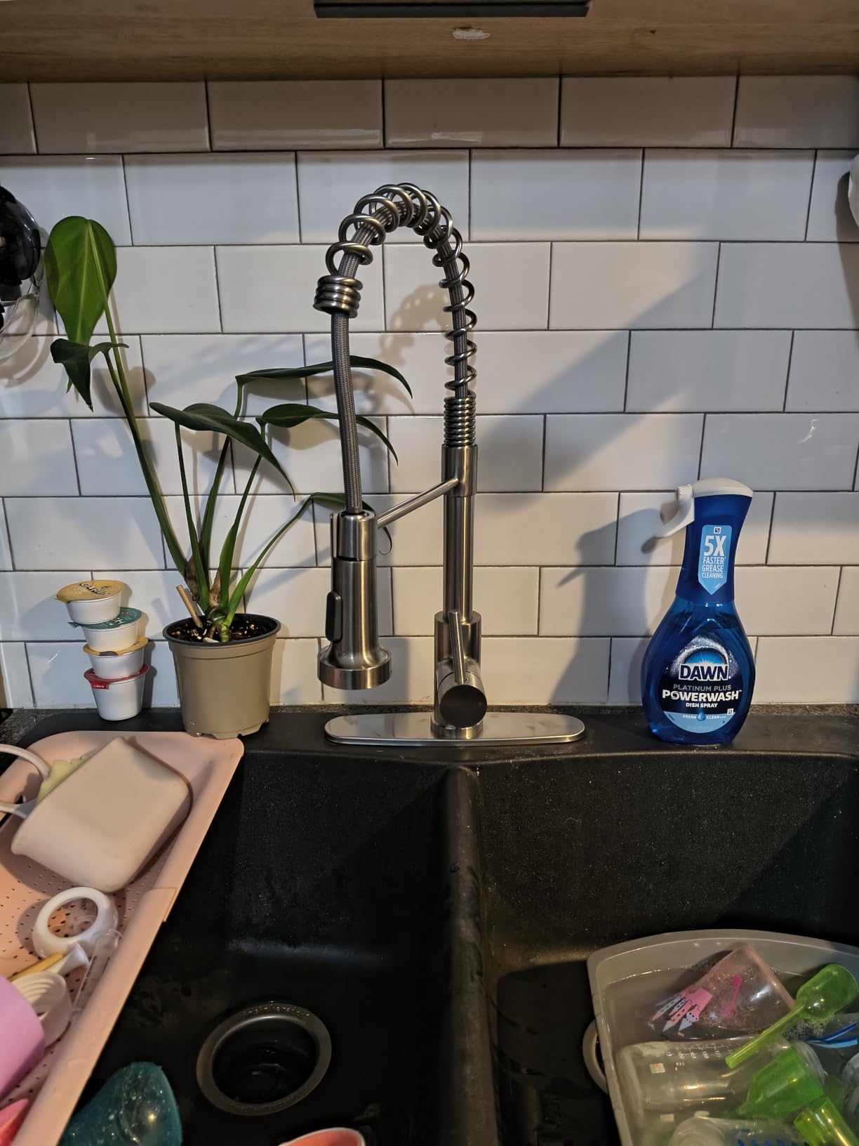 OWOFAN Touchless Pull Down Kitchen Faucet LED Light Brushed Nickel | Temperature LED Light,Single Handle Kitchen Sink Faucet,Motion Sensor,Smart Hands-Free,Lead-Free Stainless Steel customer photo 2