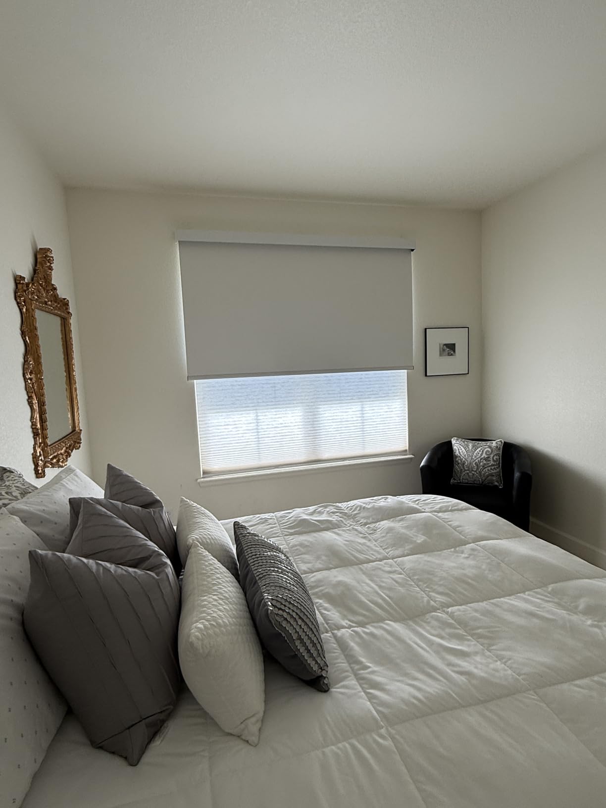 Motorized Roller Shades, 100% Blackout, Classic White | Automatic Blinds for Indoor Windows, Works with Alexa Google Apple Home, Remote & App Control,Solar/USB Charging,Custom Size customer photo 2