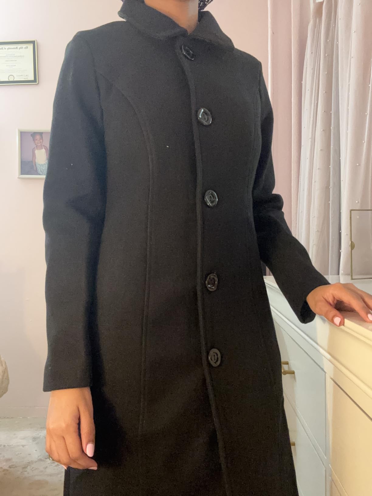 Jenkoon Women's Wool Trench Coat Winter Long Thick Overcoat Walker Coats customer photo 2