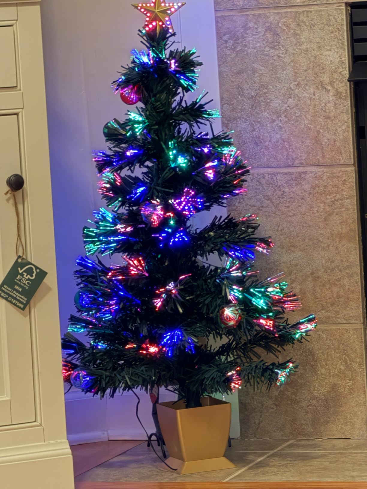 3ft Green Fiber Optic Christmas Tree,Pre-Lit Small Christmas Tree customer photo 2