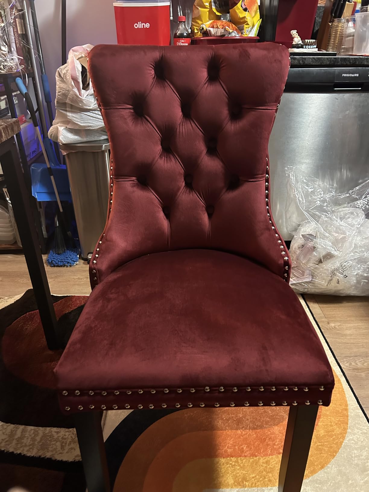 Blue Velvet Dining Chairs Set of 4, Tufted Kitchen & Dining Room Chairs customer photo 2
