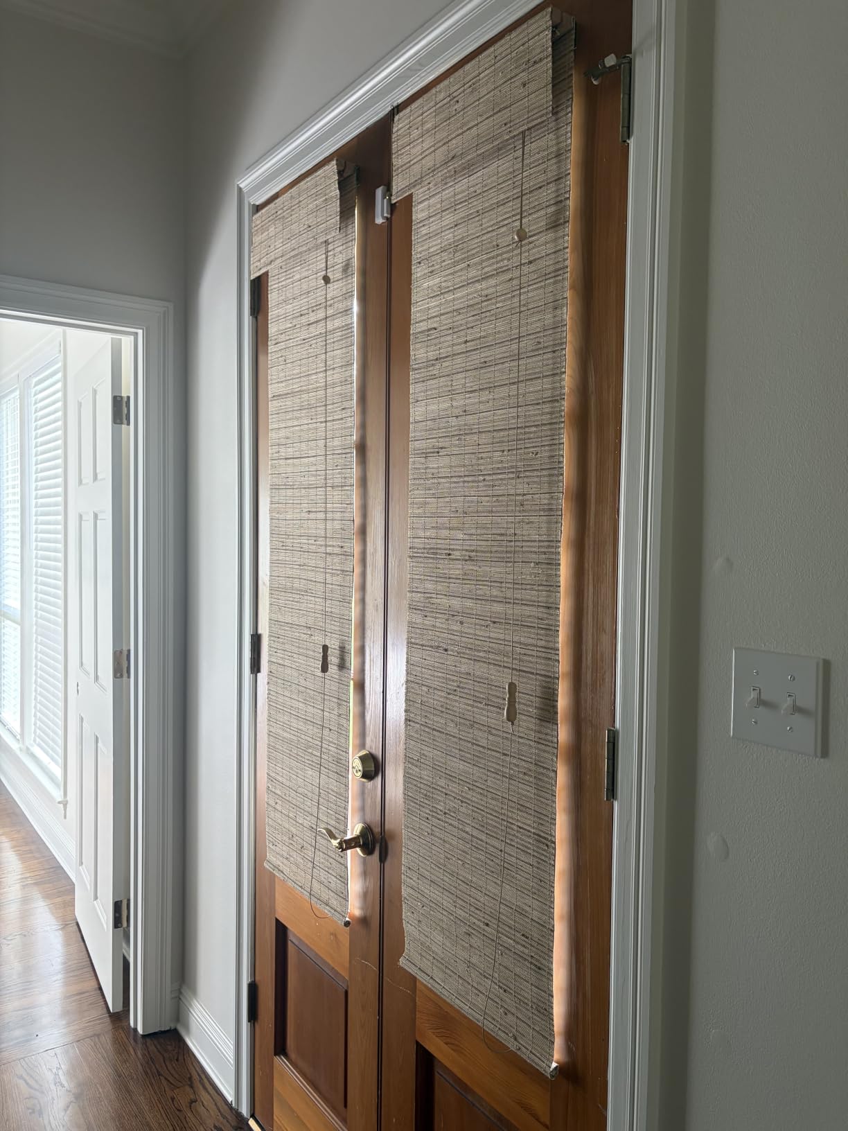 Bamboo Roman Shades, Cordless Walnut Custom Blackout Room Darkening Woven Wood Shades, Natural Bamboo Window Shades for Indoor Windows customer photo 1