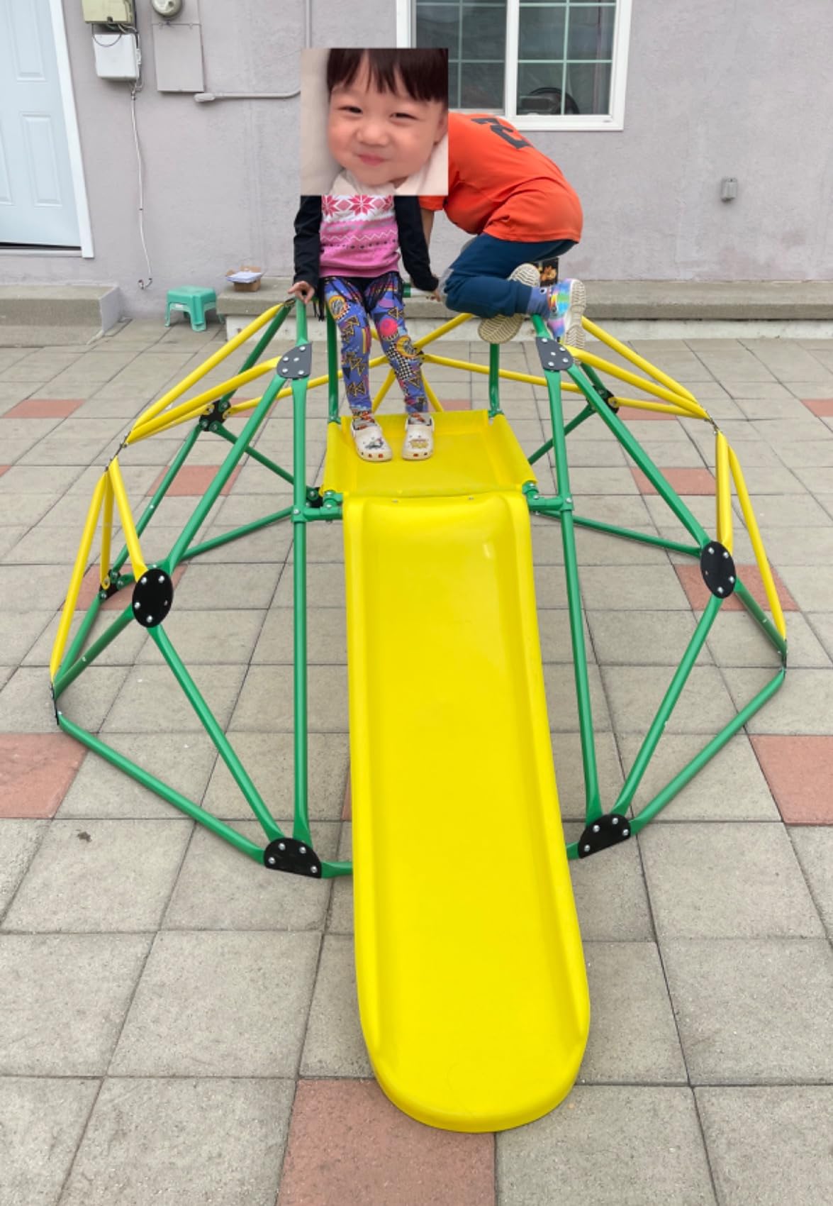 Olakids Climbing Dome with Slide, Kids Outdoor Jungle Gym Geometric Dome Climber, Steel Frame, 8FT Climb Structure Backyard Playground Center Equipment for Toddlers customer photo 2