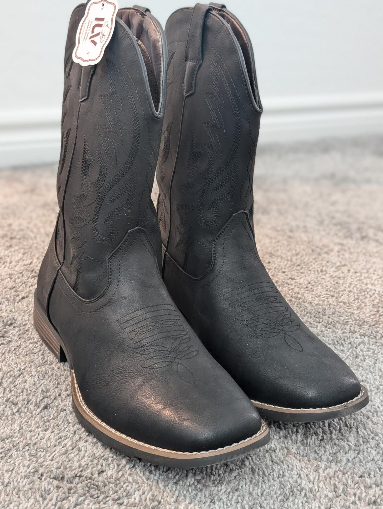 IUV Cowboy Boots For Men with Wide Square Toe Western Retro Boot | Casual Boots customer photo 1