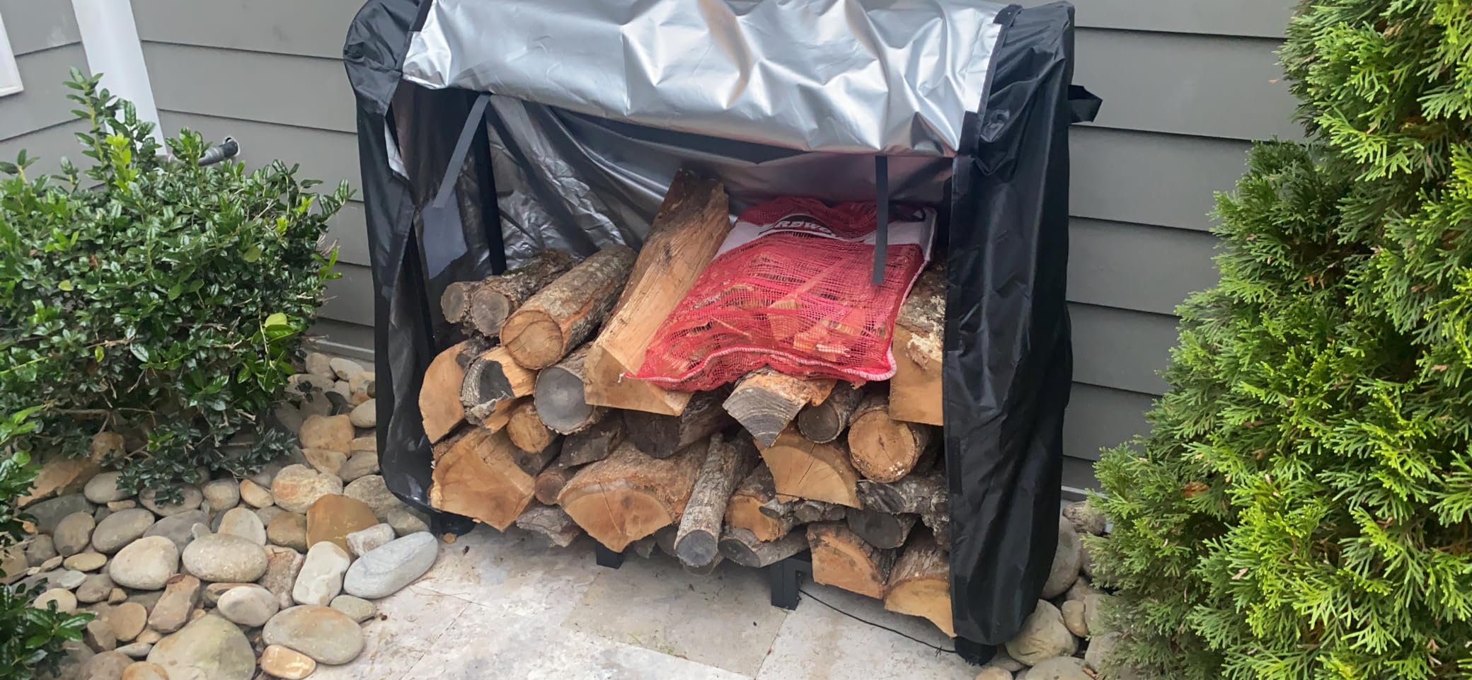 34inch Firewood Rack Indoor with Log Carrier,Outdoor Wood Rack for Firewood customer photo 2