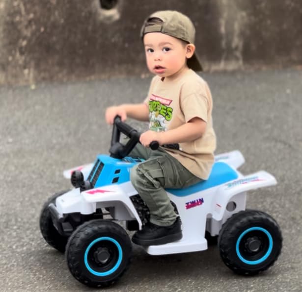 ANPABO 6V 7AH Kids ATV, 4 Wheeler for Kids w/Headlight & Pedal (Blue) customer photo 2