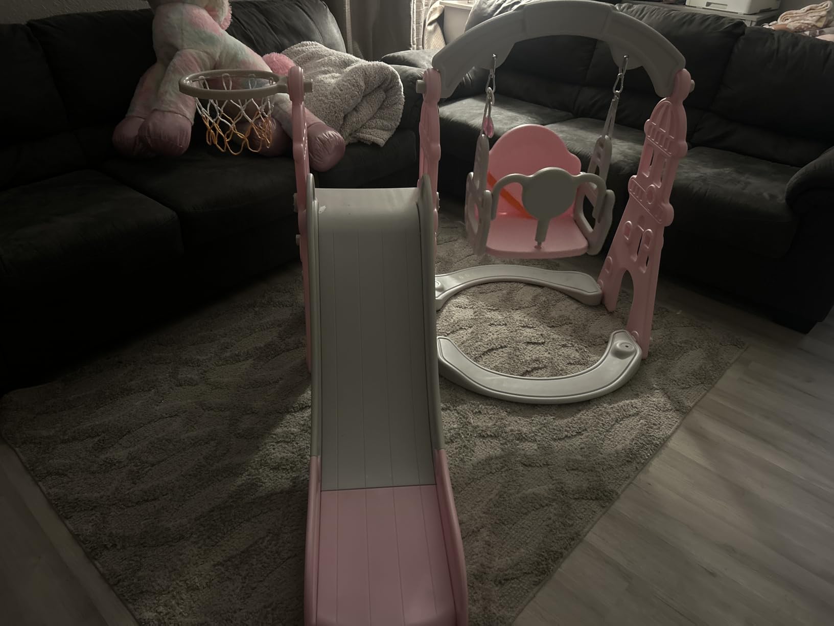 KORIMEFA 4-in-1 Toddler Slide and Swing Set, Indoor & Outdoor Playground customer photo 2