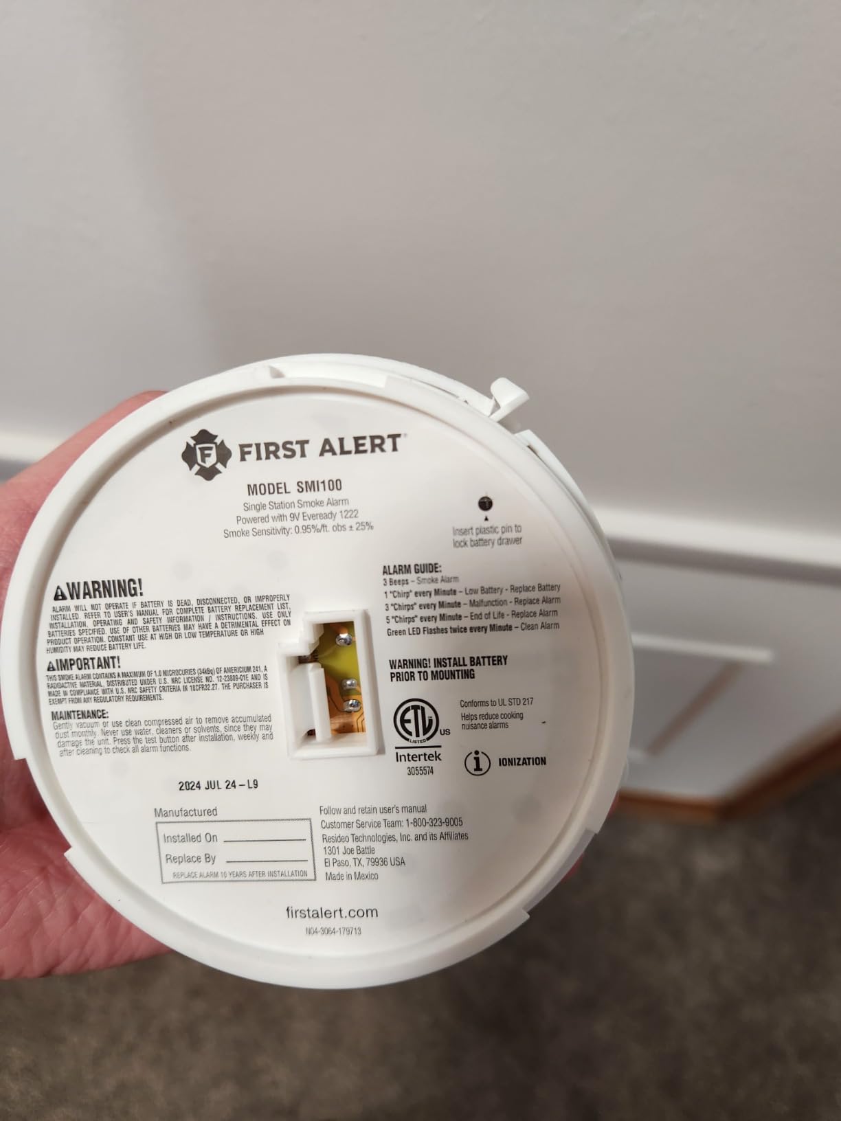 First Alert Battery Smoke Alarm customer photo 2