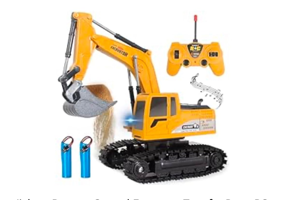 Jiakora Remote Control Excavator Toys for Boys, RC Excavator Toy for Boys 3 4 5 6 7 8 Year Old Kids Christmas Birthday Gift，RC Digger Truck Construction Vehicles with Metal Shovel & Light customer photo 2