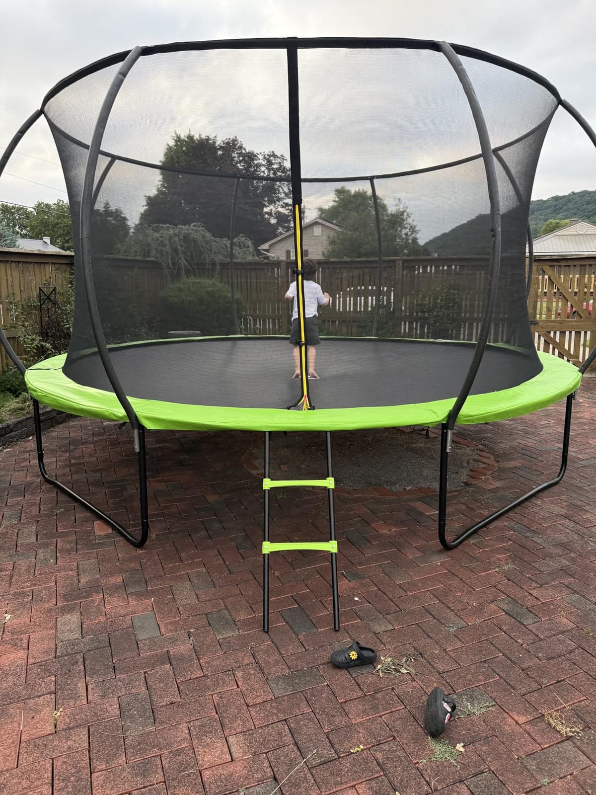Outdoor Trampoline – with LED Lights, Net, Ladder, ASTM Certified | 8Ft 10Ft 12Ft 14Ft 15Ft 16Ft, 450lb capacity, kids & adults, anti-rust steel, net + ladder + stakes, 5-year protection customer photo 2