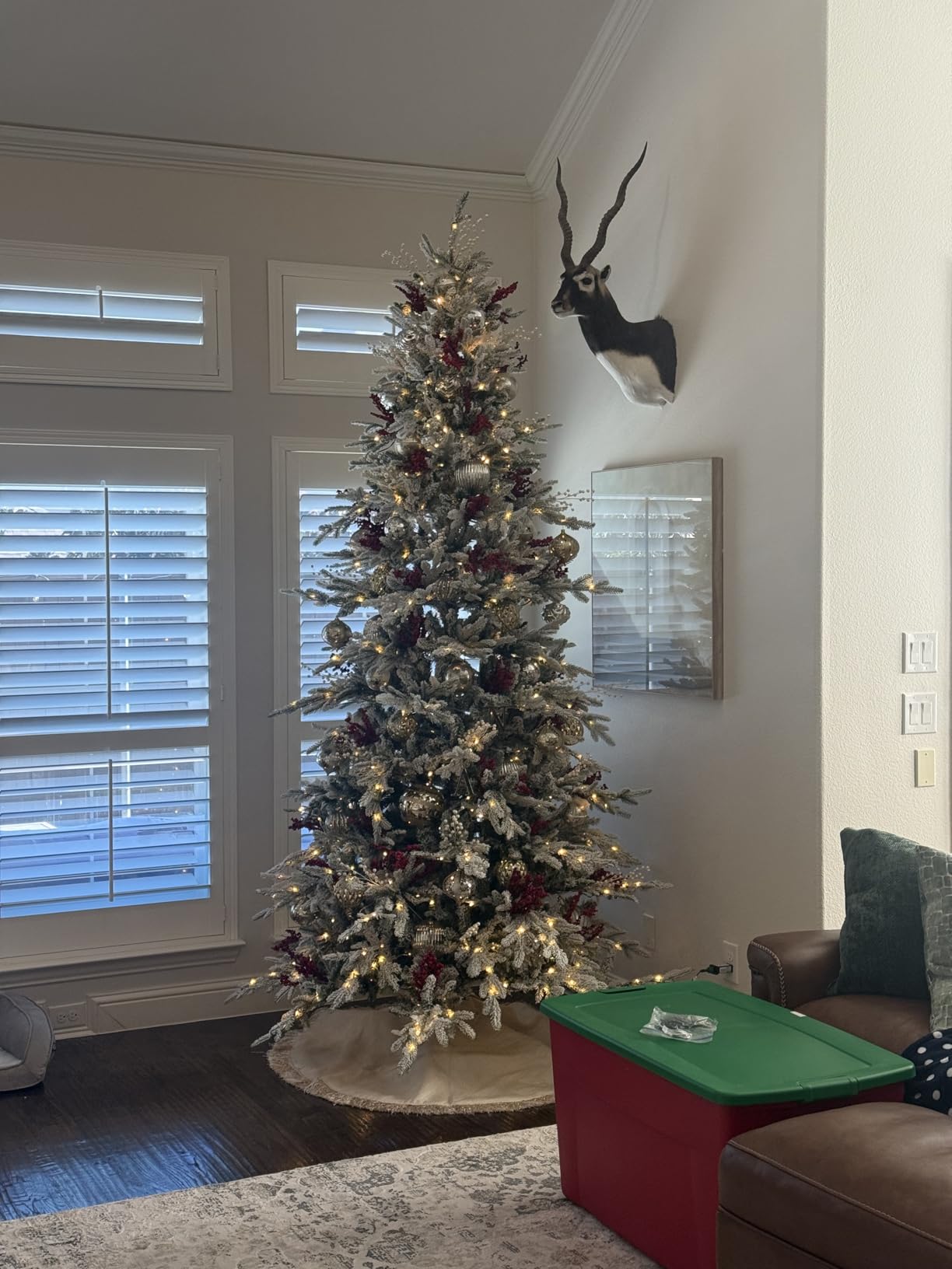 Best Choice Products Lighted Aspen Christmas Tree, 7.5ft Flocked Artifical Noble Fir, Pre-Lit White & Multicolored LED Lights Premium Holiday Décor - Green customer photo 2