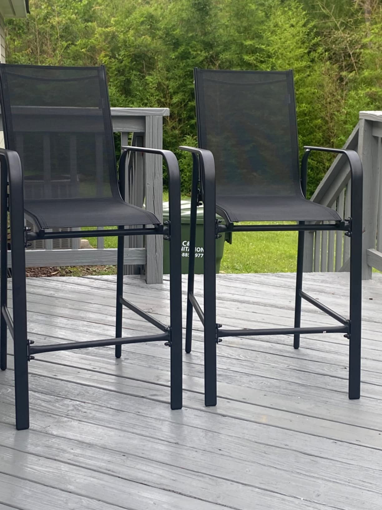 Tangkula 3 Pieces Outdoor Patio Bar Set, Outdoor Bistro Set with 2 Bar Stools and 1 Tempered Glass Bar Table, Bar Height Patio Table and Stools Set for Backyard, Garden, Lawn (Coffee) customer photo 1