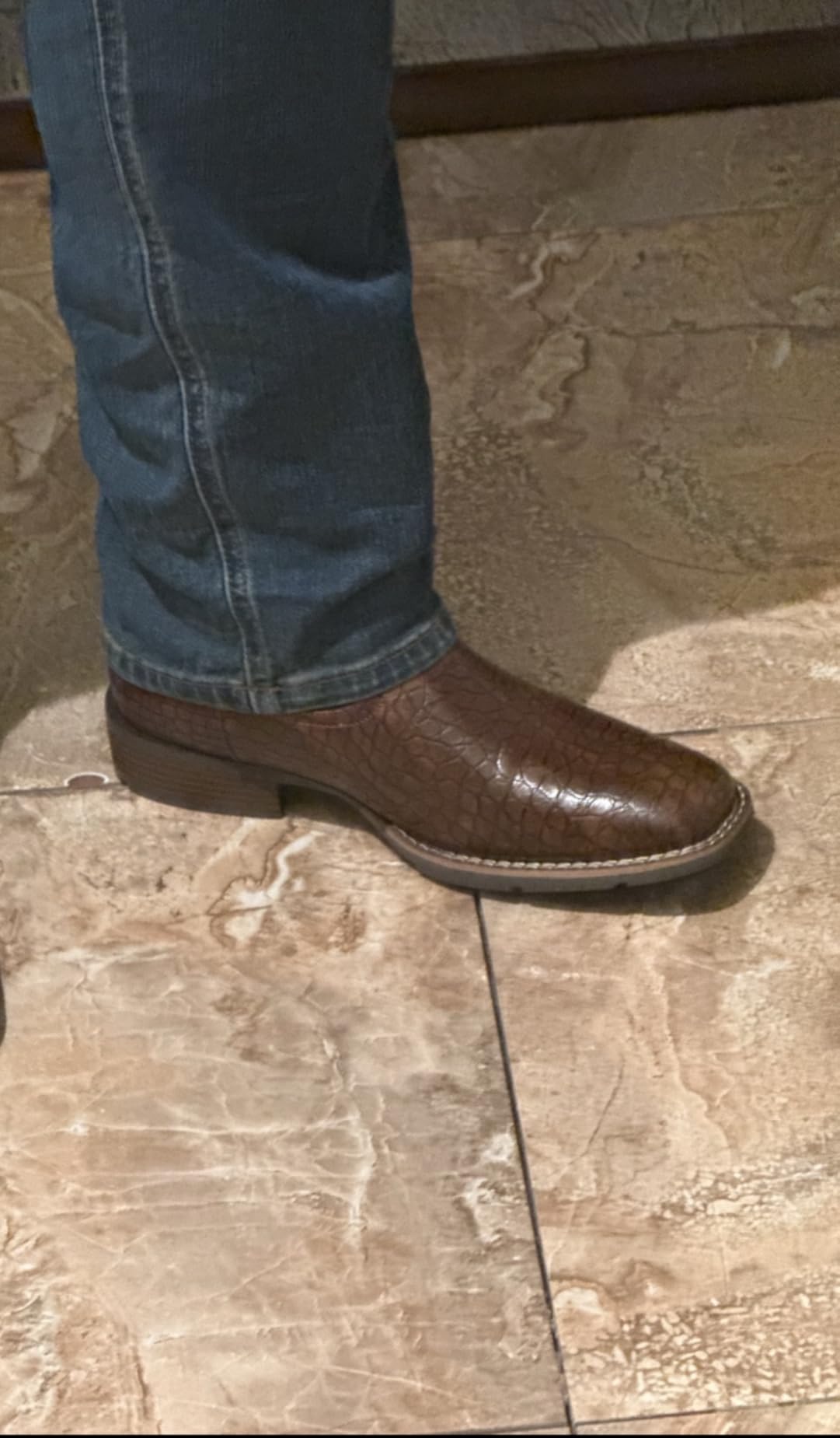 Lumeheel Cowboy Boots for Men - Western Men's Boots with Classic Embroidered, Slip on Square Toe Boots, Slip Resistant Country Boots Chunky Heel Ankle, Durable Short Boots for Spring Fall customer photo 2