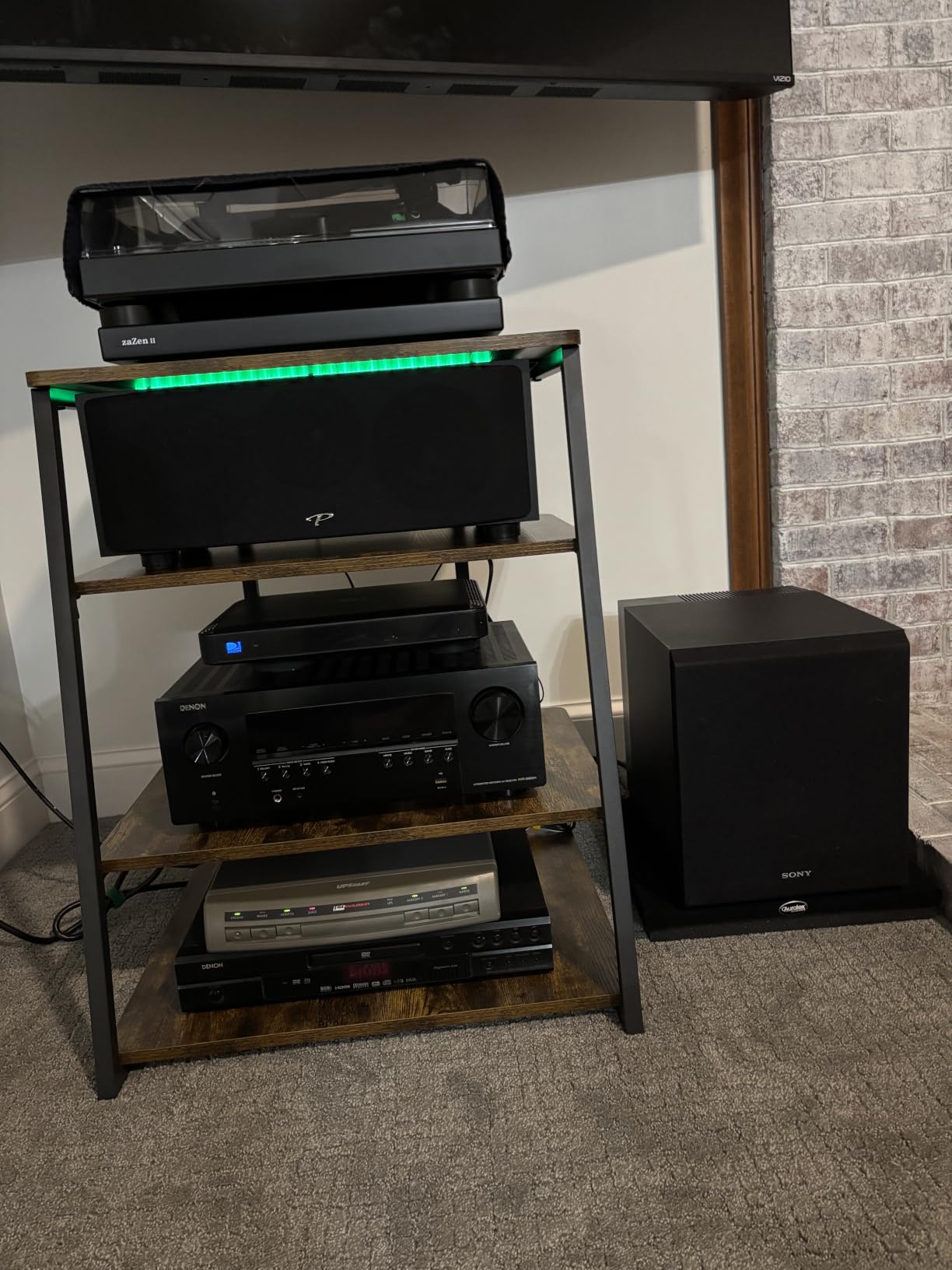 Armocity 4-Tier AV Media Stand with Power Strips, Stereo Stand with LED Lights, Rack Audio Tower with Adjustable Shelves, Small Entertainment Center, 30'', Black Ebony customer photo 2