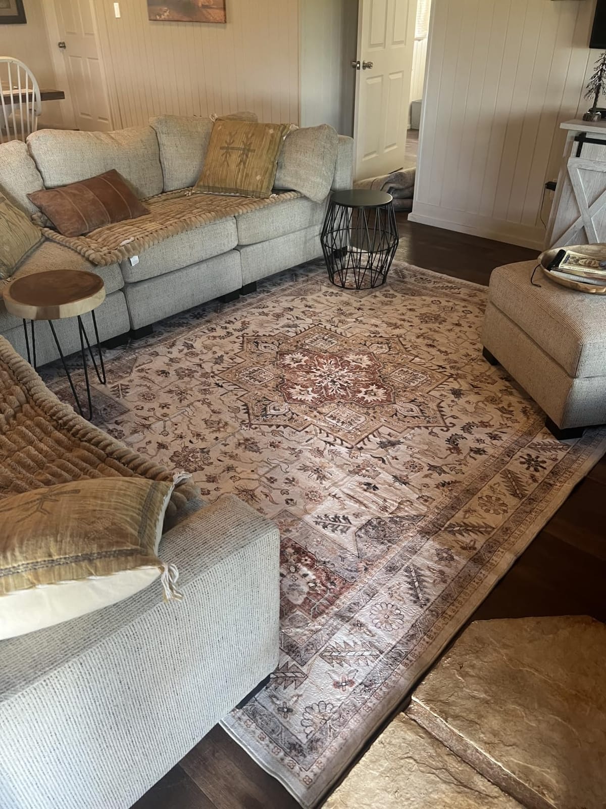 cotiled 6x9 Area Rug for Living Room, Washable, Traditional, Beige customer photo 1