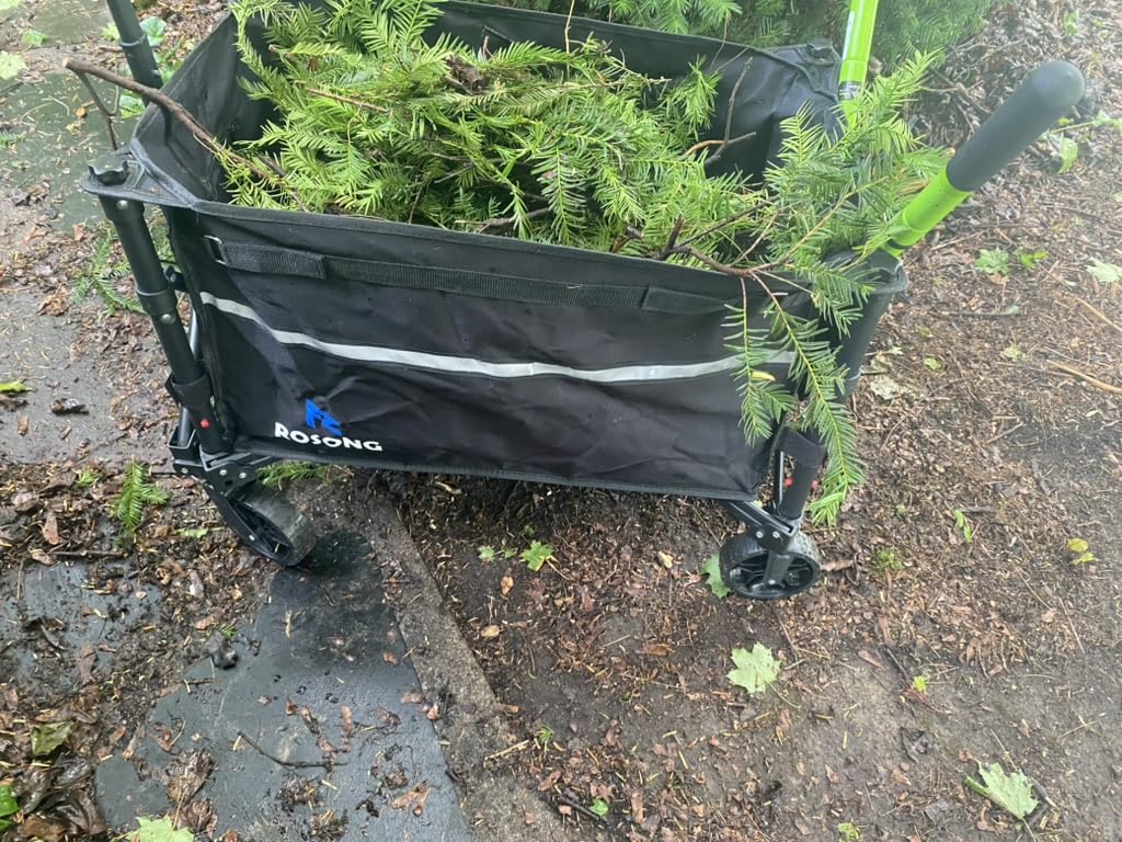 ROSONG Collapsible Wagon Cart with Wheels Foldable - Folding Utility Heavy Duty Wagons Carts for Grocery Sports Garden Shopping Camping Wheelbarrows (Black, 120L) customer photo 1