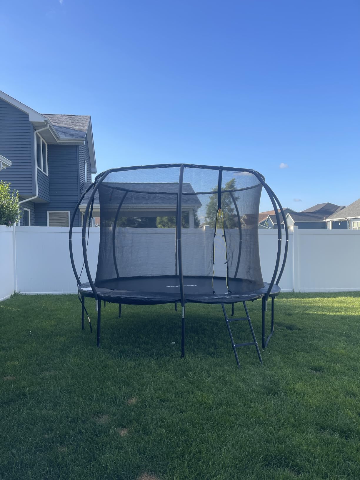 JoyBerri Outdoor Trampoline – with LED Lights, Net, Ladder, ASTM Certified | 8Ft 10Ft 12Ft 14Ft 15Ft 16Ft, 450lb capacity, kids & adults, anti-rust steel, net + ladder + stakes, 5-year protection customer photo 1