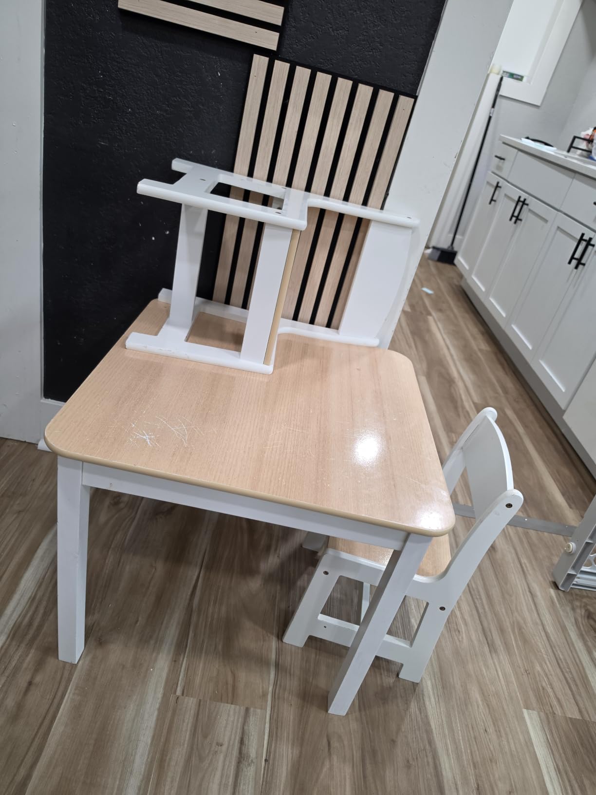 Delta Children MySize Kids Wood Table and Chair Set (2 Chairs Included) - Ideal for Arts & Crafts, Snack Time, Homeschooling, Homework & More, Bianca White/Natural customer photo 1