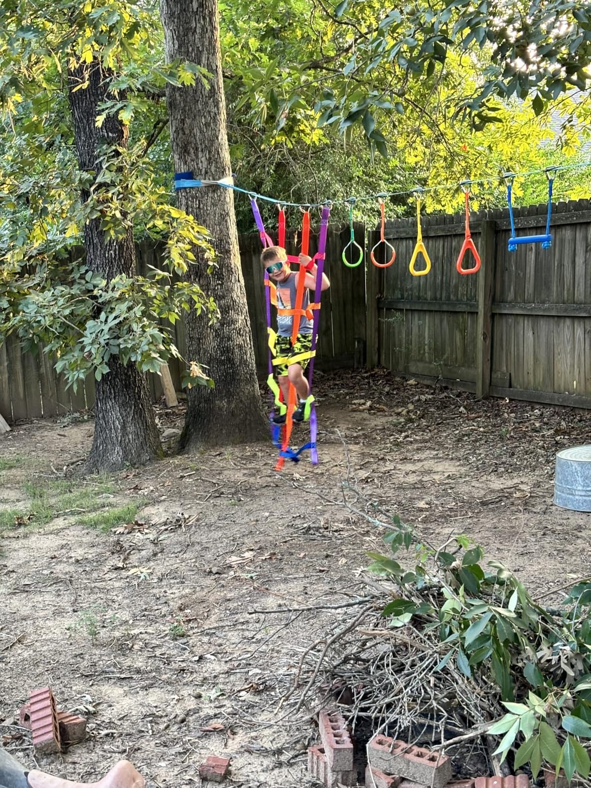 Hapfan 50 ft Ninja Warrior Obstacle Course Swing Set for Kids Outside customer photo 2