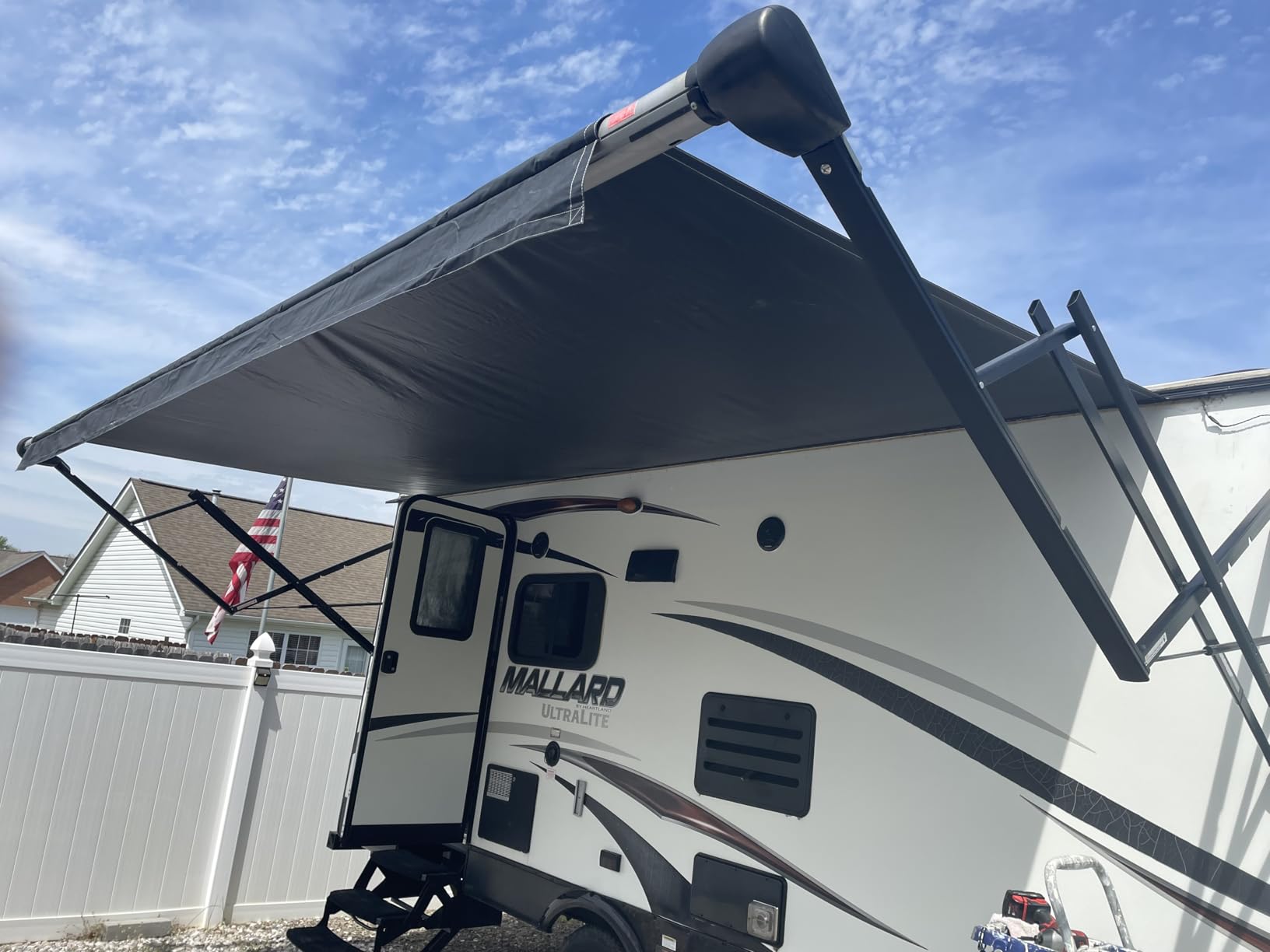 RV Awning Fabric Replacement, 19.5oz Heavy-Duty Weatherproof Vinyl Camper Awning Replacement Universal Outdoor Canopy for RV, Motorhome, Trailer Awnings (Gray Fade, 16'(Fabric 15'2