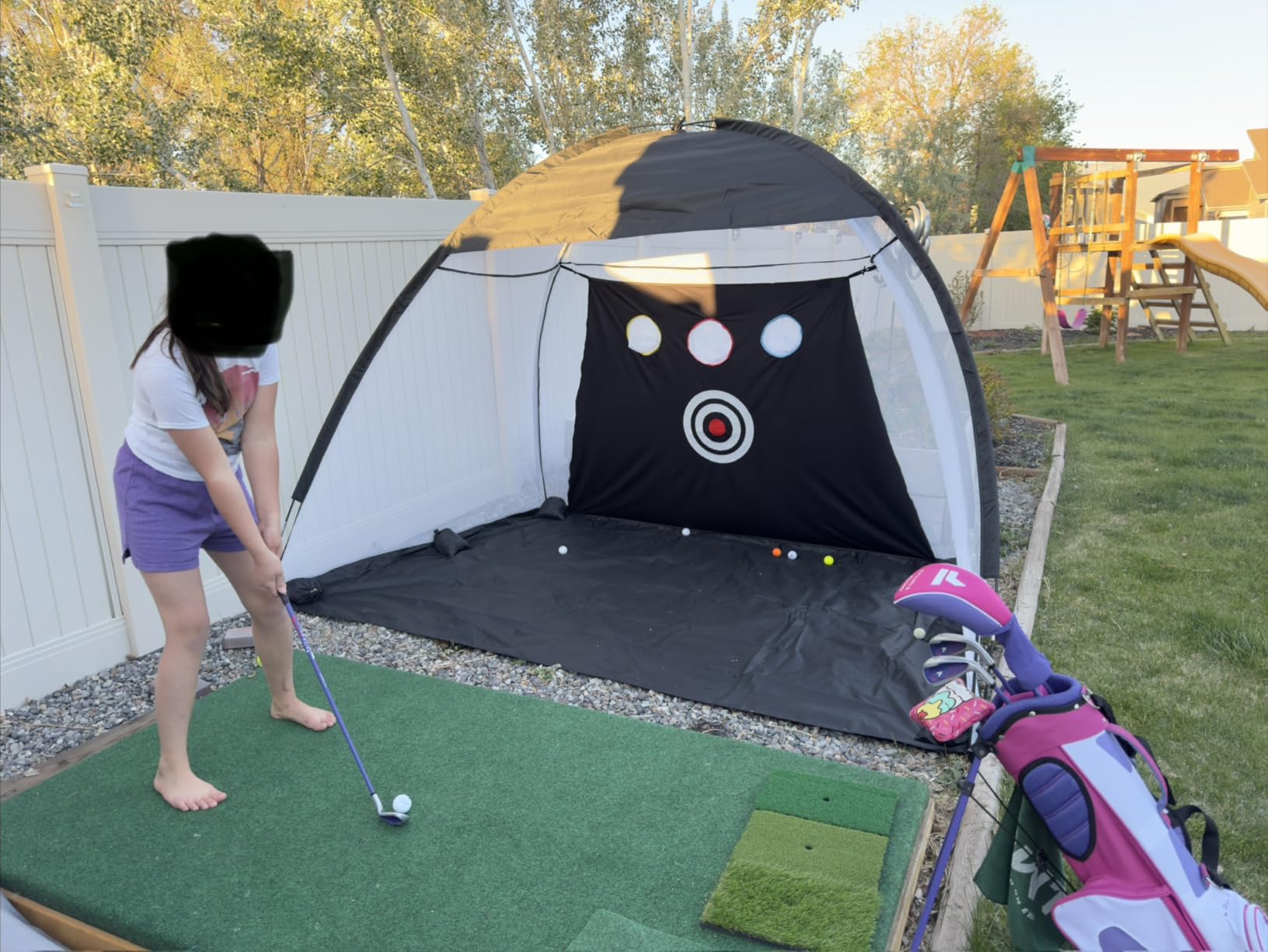Golf Net: 10x7FT Golf Practice Net for Backyard Driving, Hitting Net with Tri-Turf Mat, Indoor Training Chipping Aid Nets with Reduce Noise Nylon Target, Gifts for Men/Dad/Him customer photo 1
