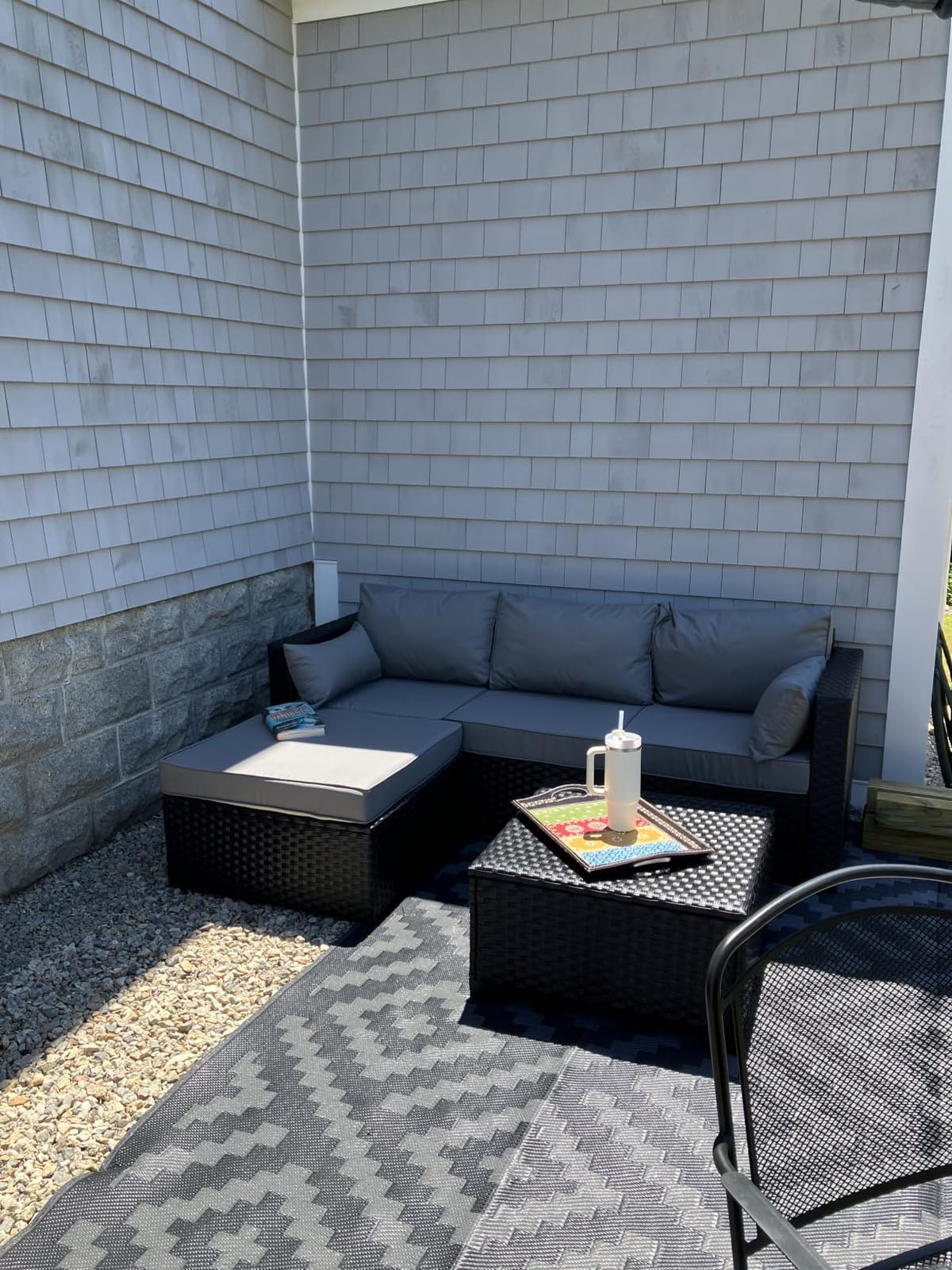 Rattaner 3 Pieces Patio Furniture Set Outdoor Sectional Wicker Patio Furniture Patio Couch with Ottoman and Outdoor Table All-Weather Anti-Slip Cushions Waterproof Covers, Light Grey customer photo 1