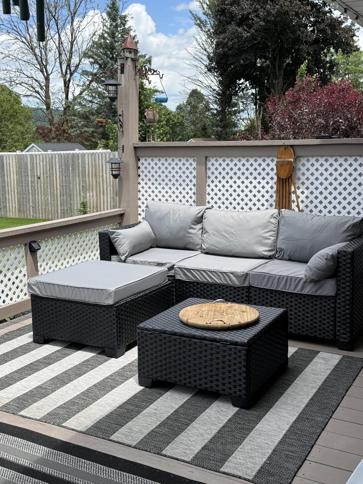Rattaner Outdoor Furniture Set 3 Pieces Wicker Patio Furniture Outdoor Sectional Patio Couch Outdoor Coffee Table All-Weather Non-Slip Cushions Waterproof Covers, Peacock Blue customer photo 2