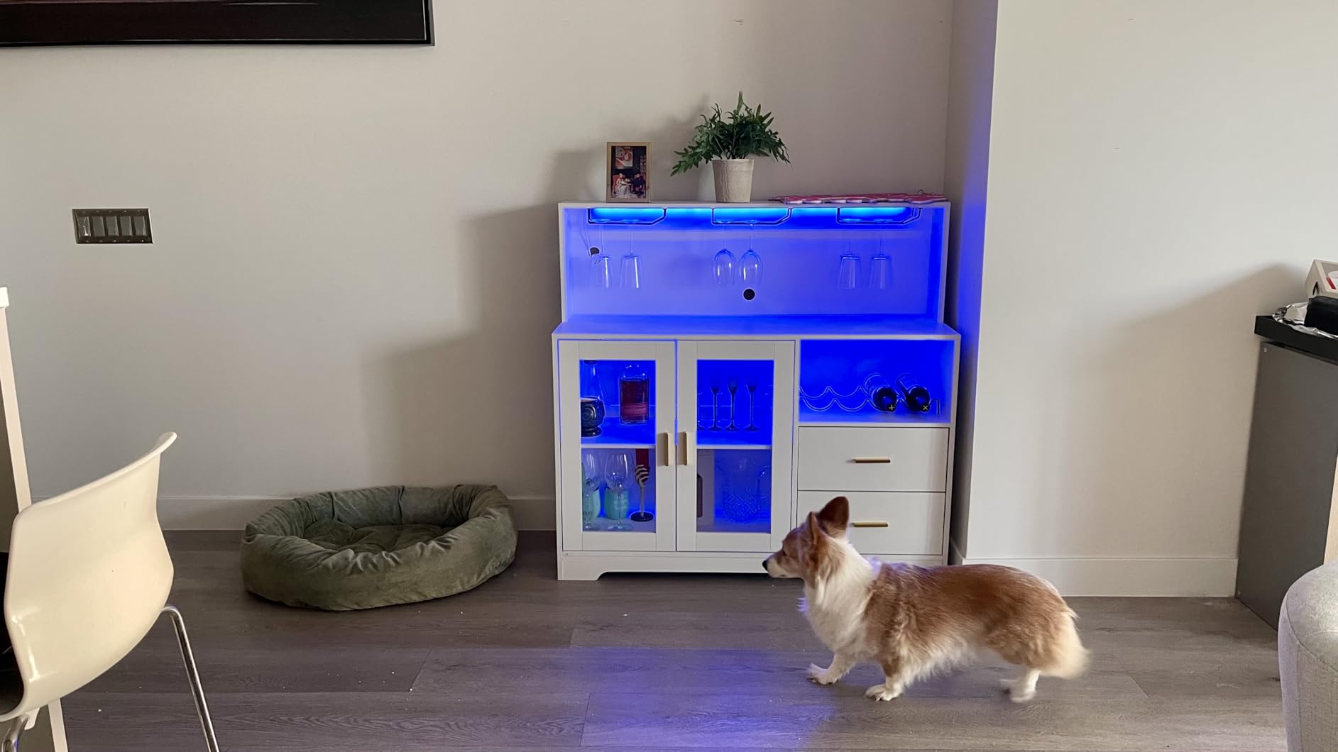Bar Cabinet for Home with LED Light,Coffee Bar Cabinet w/ Wine & Glass Rack | Wine Cabinets with Drawers & Microwave Stand, Modern Liquor Cabinets for Kitchen, Living Room, Dining Room (Black) customer photo 1
