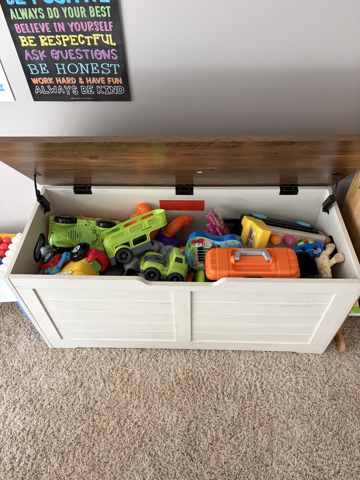 VASAGLE Storage Chest, 39.4 Inches Width Bench with 2 Safety Hinges customer photo 2