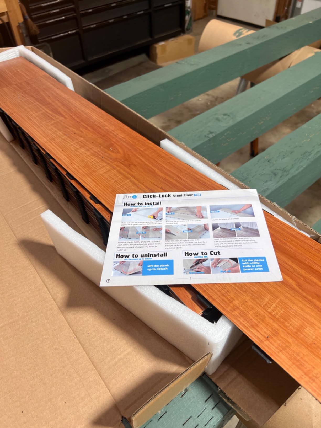 Art3d 18-Pack Interlocking Vinyl Floor Planks, 36 x 6 Inch, Provence Pine customer photo 1
