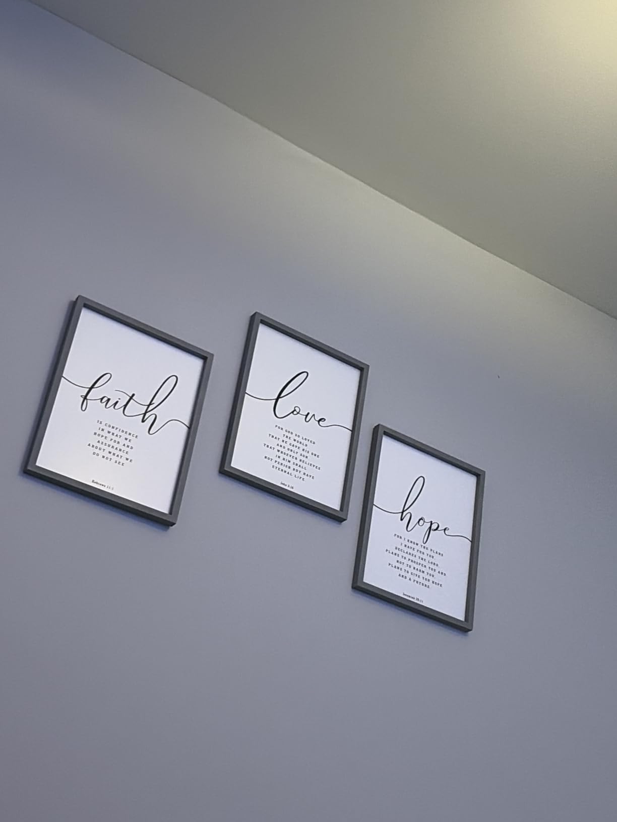 Houmury Set of 3 Framed Farmhouse Bible Verses Wall Decor Sign 11”x14” Christian Faith Scripture Wall Art for Home Bedroom Wall Decor (11