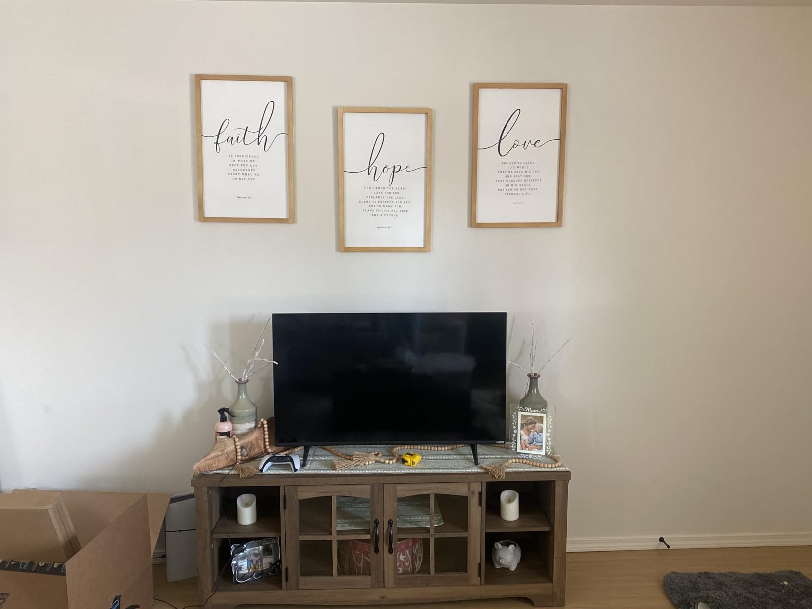 Houmury Set of 3 Framed Farmhouse Bible Verses Wall Decor Sign 11”x14” Christian Faith Scripture Wall Art for Home Bedroom Wall Decor (11