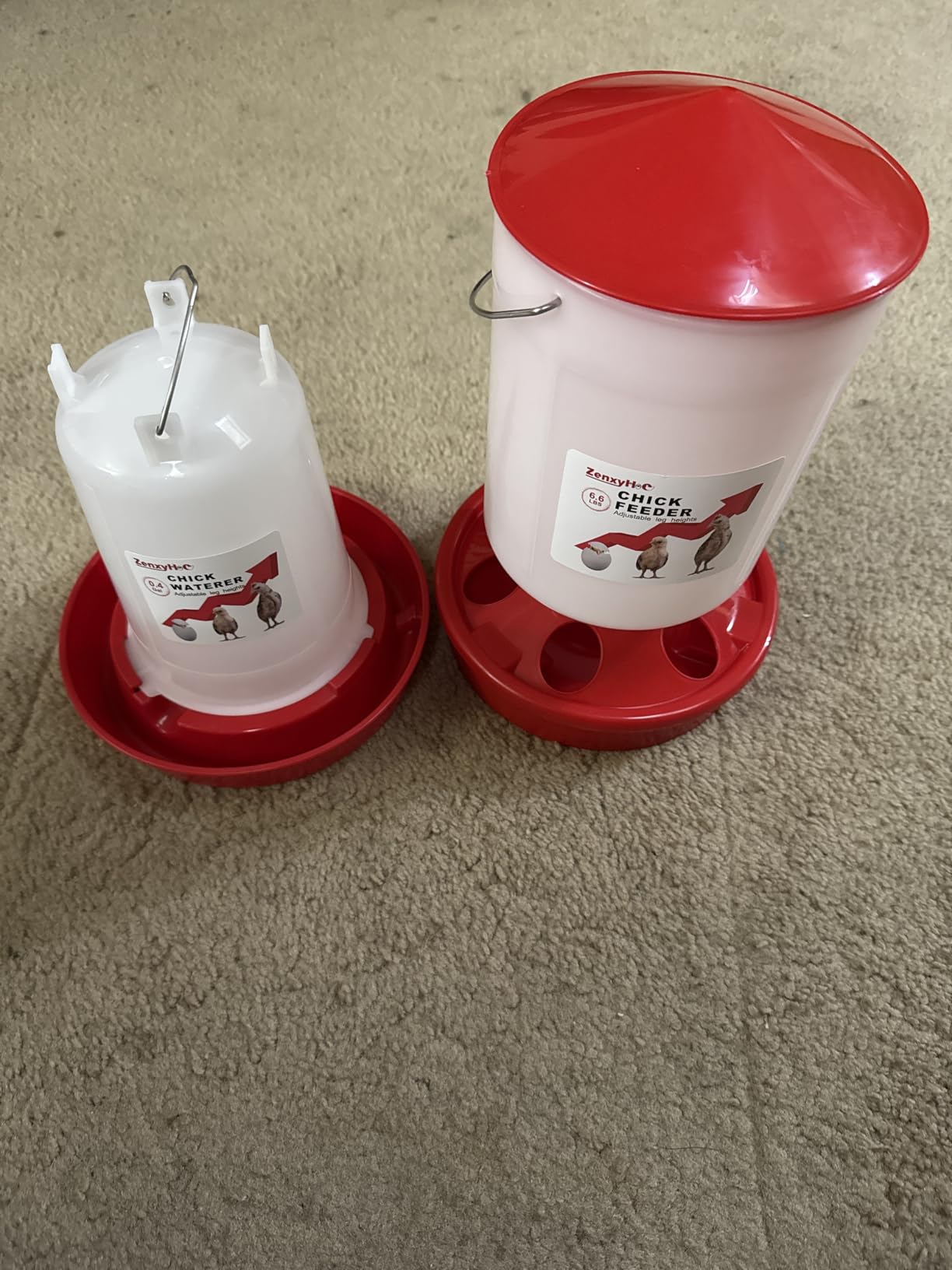 2-in-1 Chick Starter Set: Top Filling 0.8 Gal Feeder & 0.4 Gal Waterer Red customer photo 2