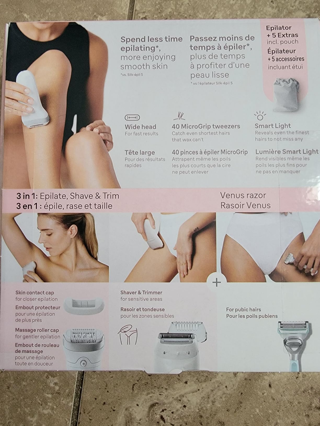 Braun Silk-épil 7 Epilator, Wet and Dry, Wide Head, Includes Venus Intimate Razor, Shaver Head and Trimmer Comb, SE7-141 customer photo 2