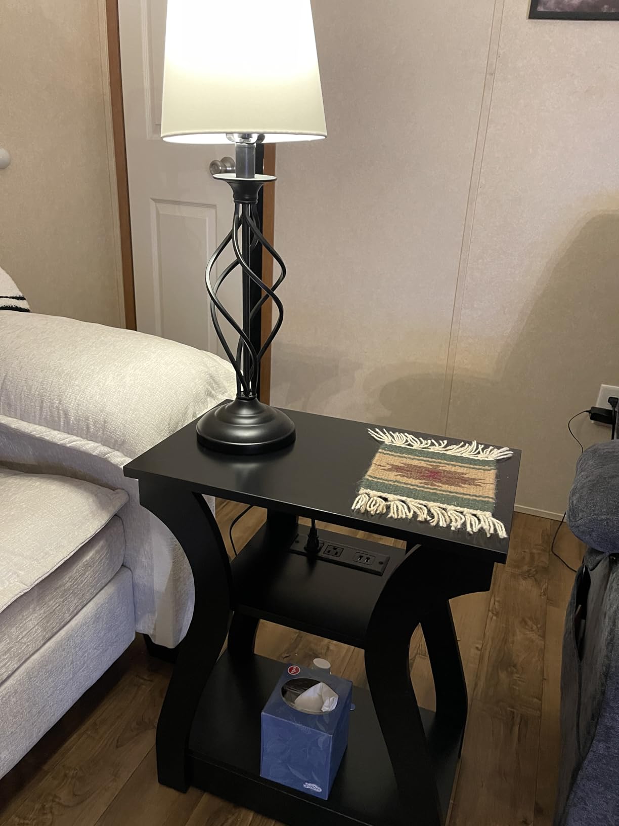 FROMJBEST End Tables Living Room Set of 2 with Charging Station, Black customer photo 1